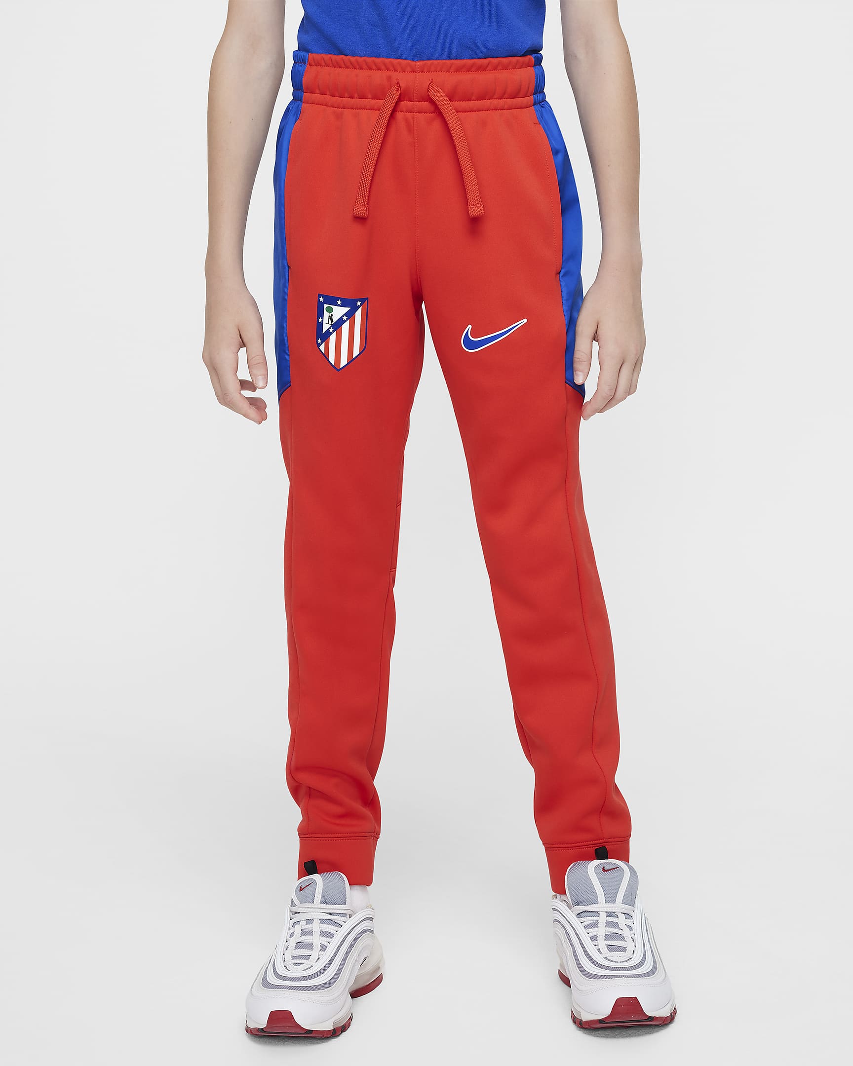 Tuta da calcio in tessuto Nike Atlético de Madrid per ragazzo/a – Home - Light Crimson/Game Royal/Game Royal