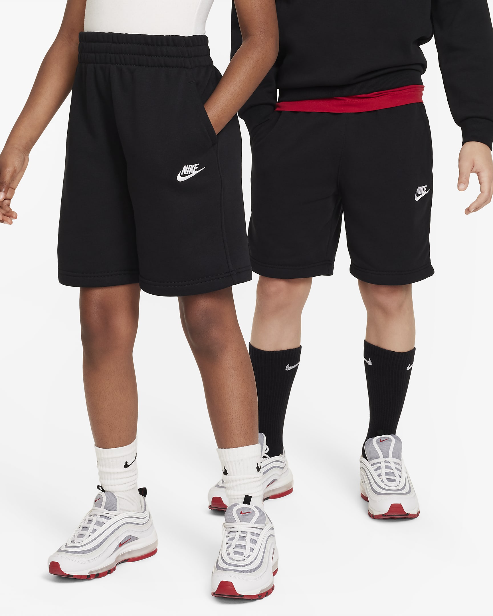 Nike Sportswear Club Fleece Big Kids' French Terry Shorts - Black/White