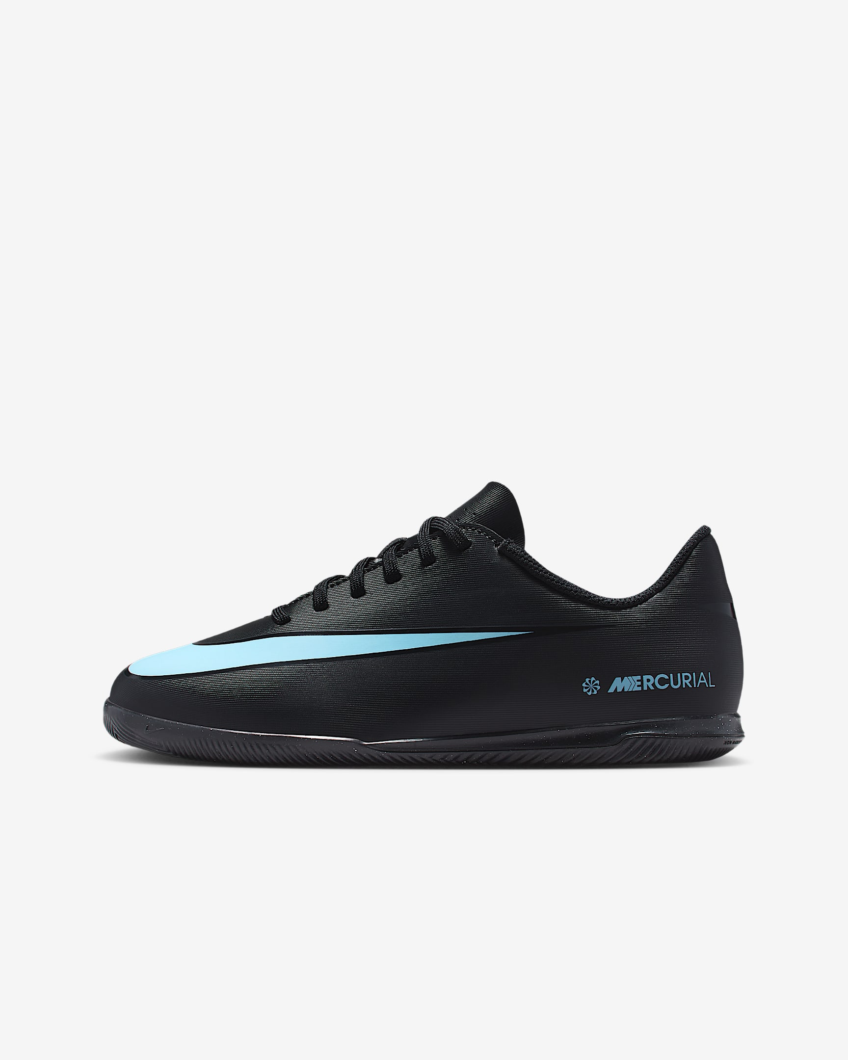 Nike Jr. Mercurial Vapor 16 Club Little/Big Kids' Indoor/Court Low-Top Soccer Shoes - Black/Ice Blue