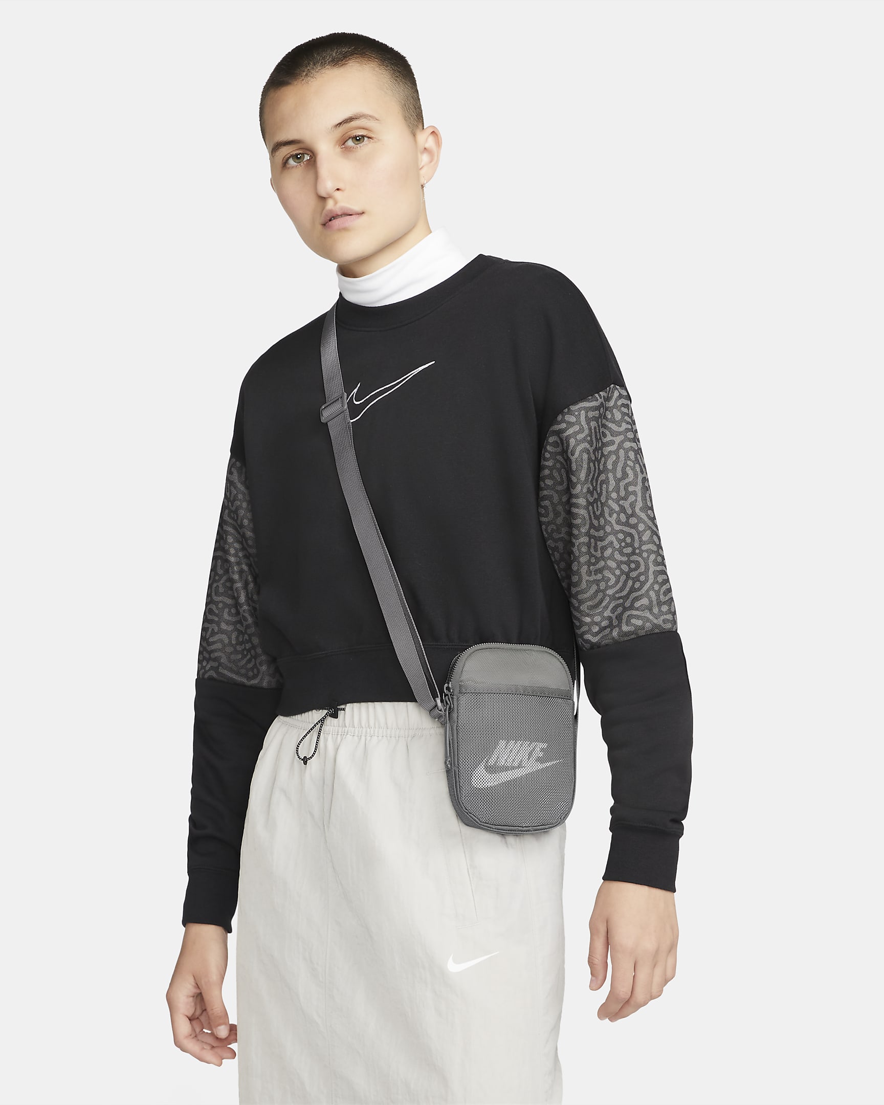 Nike Heritage Cross-Body Bag (Small, 1L) - Particle Grey/Particle Grey/White