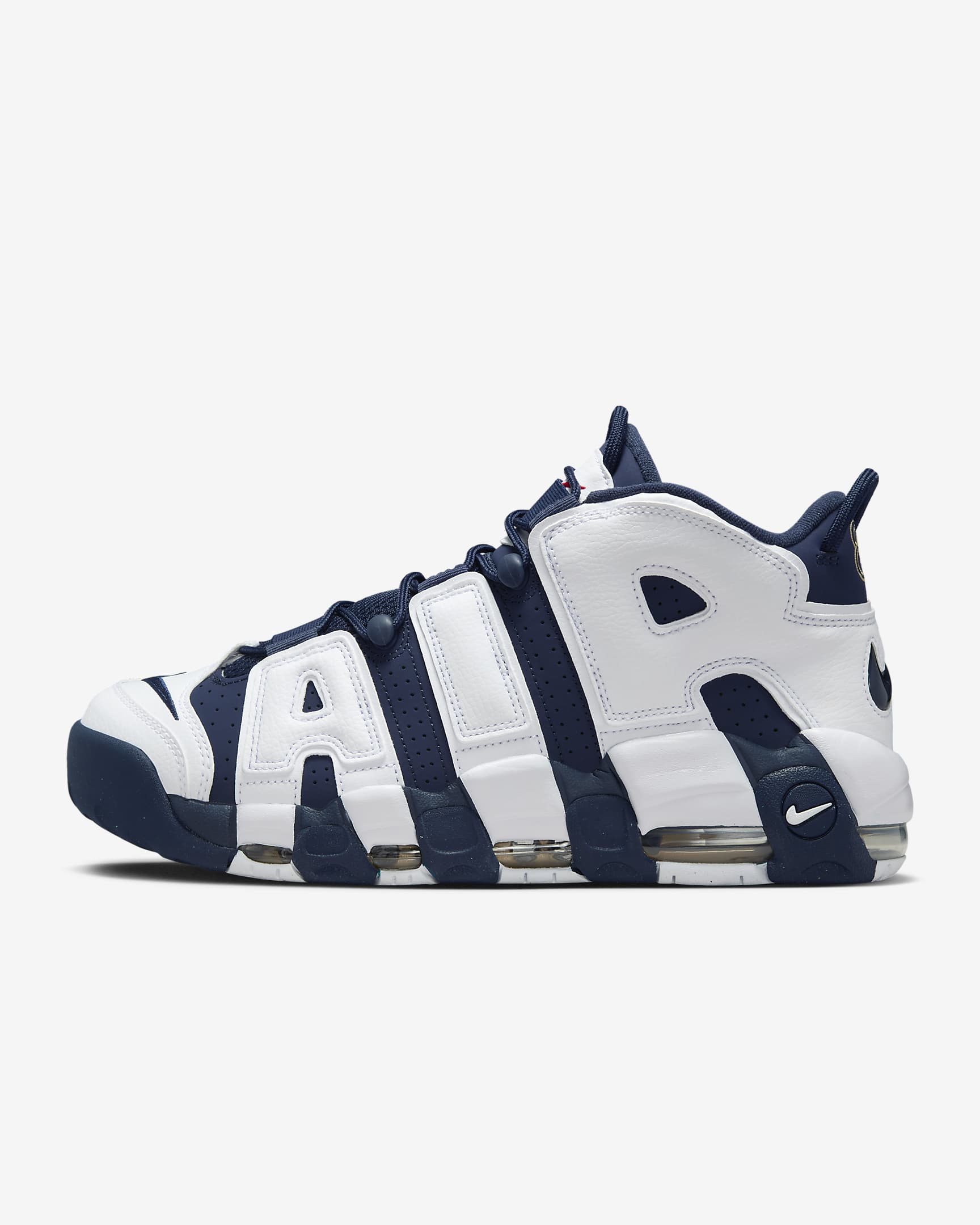 Nike Air More Uptempo '96 男鞋 - 白色/Metallic Gold/University Red/Midnight Navy