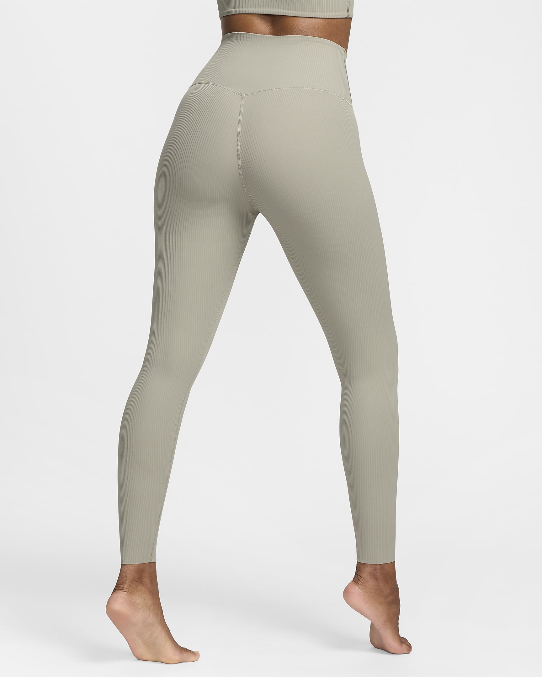 Leggings de tiro alto de 7/8 con sujeción suave para mujer Nike Zenvy Rib - Militar claro/Negro