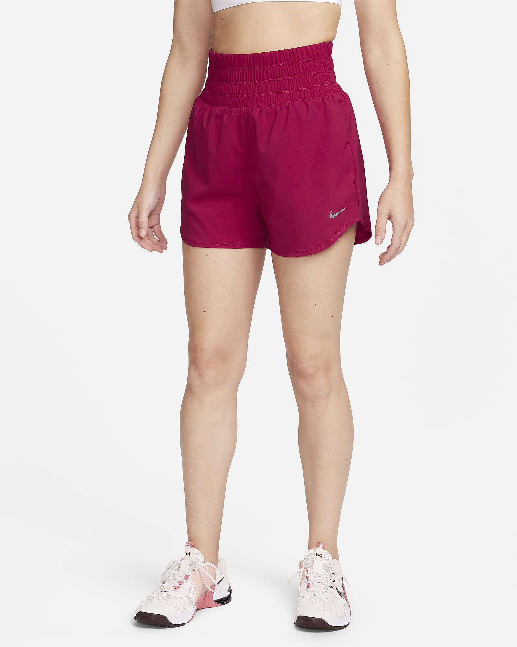 Shorts con forro de ropa interior Dri-FIT de tiro ultraalto de 8 cm para mujer Nike One - Rojo noble