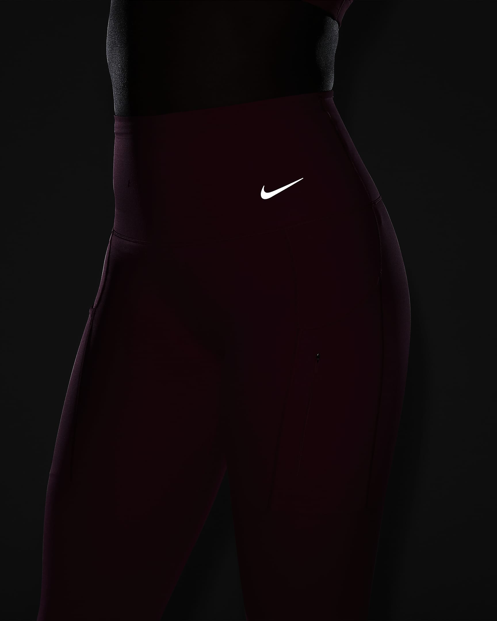 Legging taille haute à maintien supérieur et coupe longue avec poches Nike Go pour femme - Aster Pink/Noir