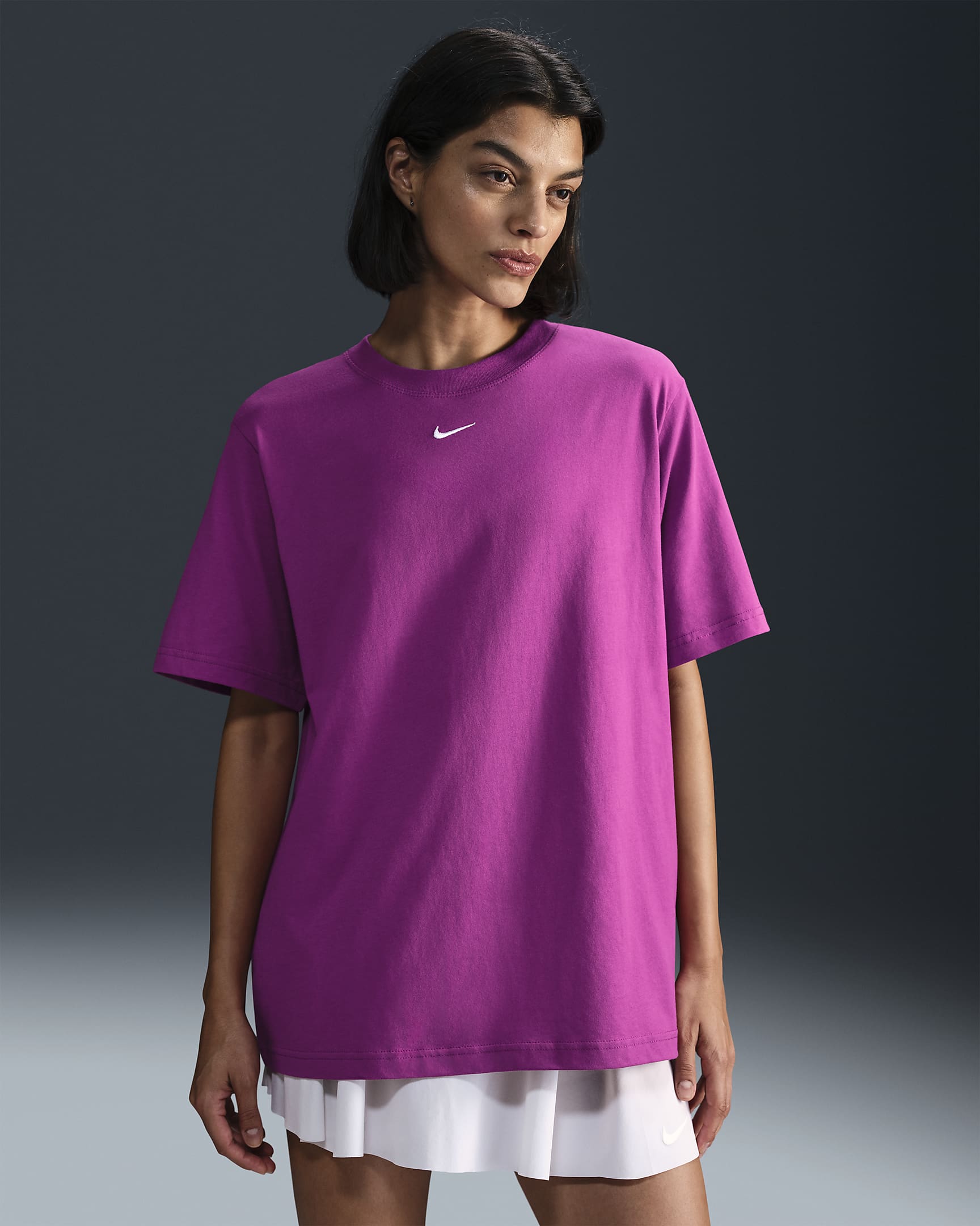 Nike Sportswear Essential Camiseta - Mujer - Hot Fuchsia/Blanco