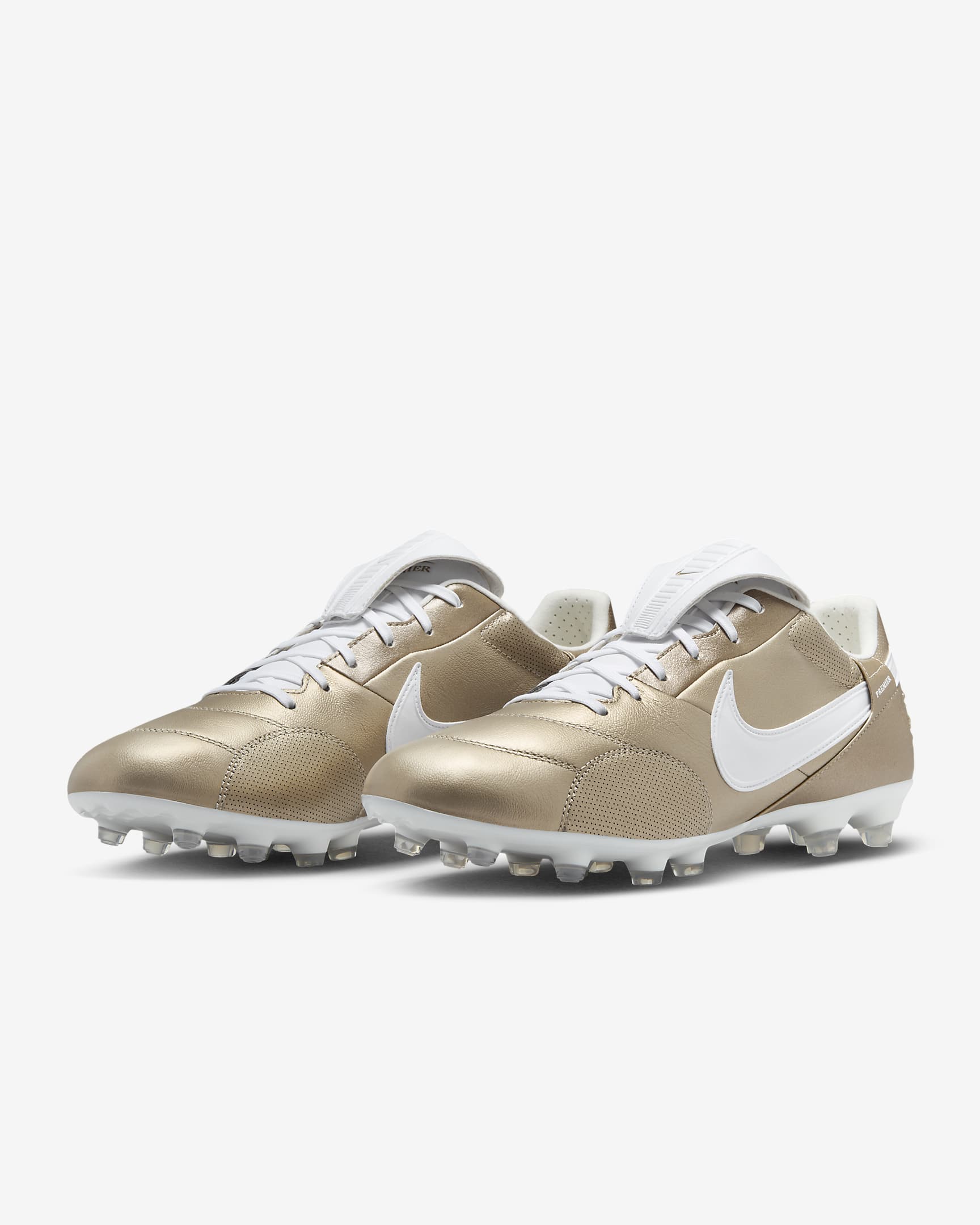 NikePremier 3 Firm-Ground Low-Top Soccer Cleats - Metallic Gold Grain/Metallic Gold Grain/White