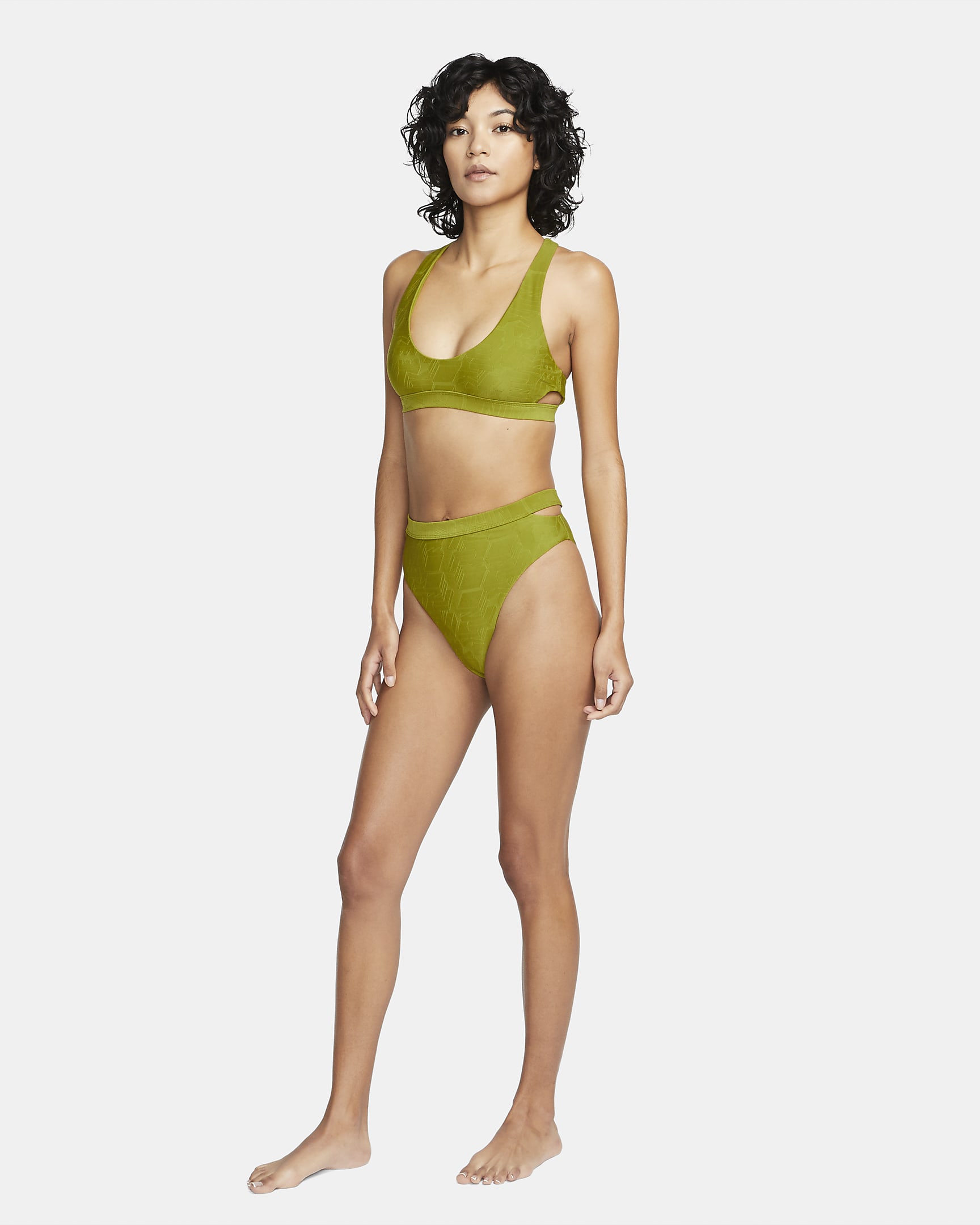 Nike Women's Cut-Out Bikini Swimming Top - Moss/Black