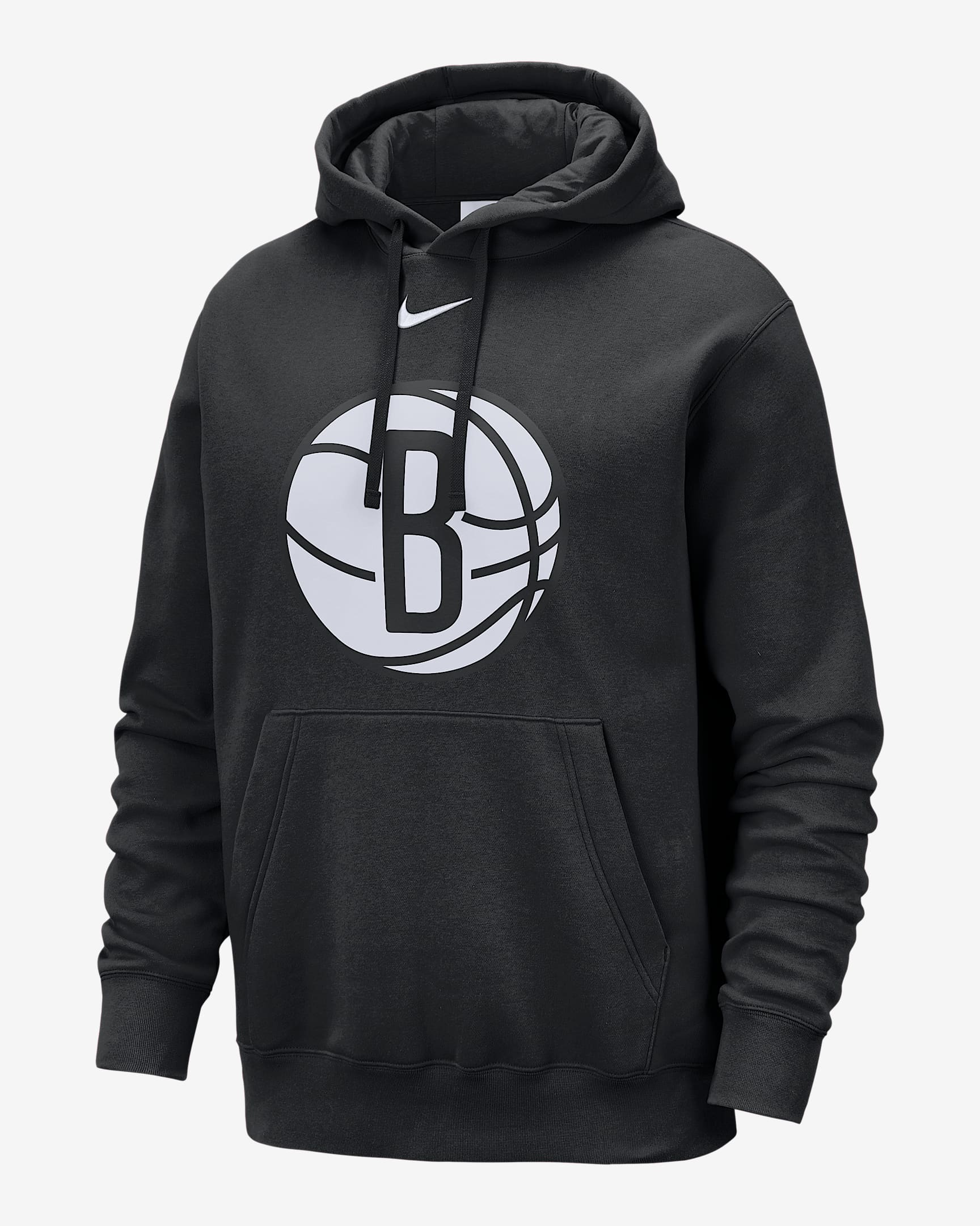 Brooklyn Nets Club Men's Nike NBA Pullover Hoodie - Black/White