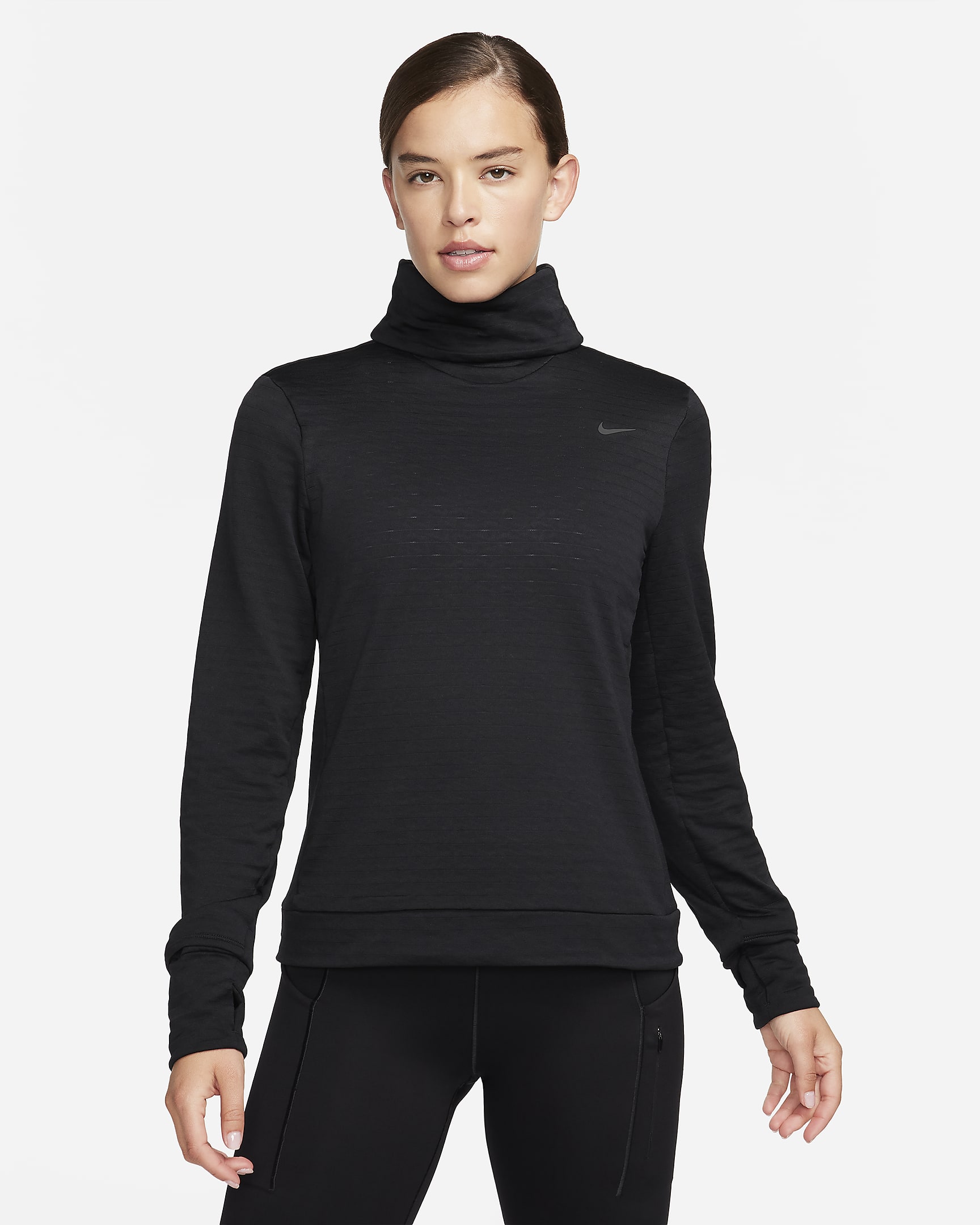 Playera de cuello de tortuga de running para mujer Nike Therma-FIT Swift Element - Negro