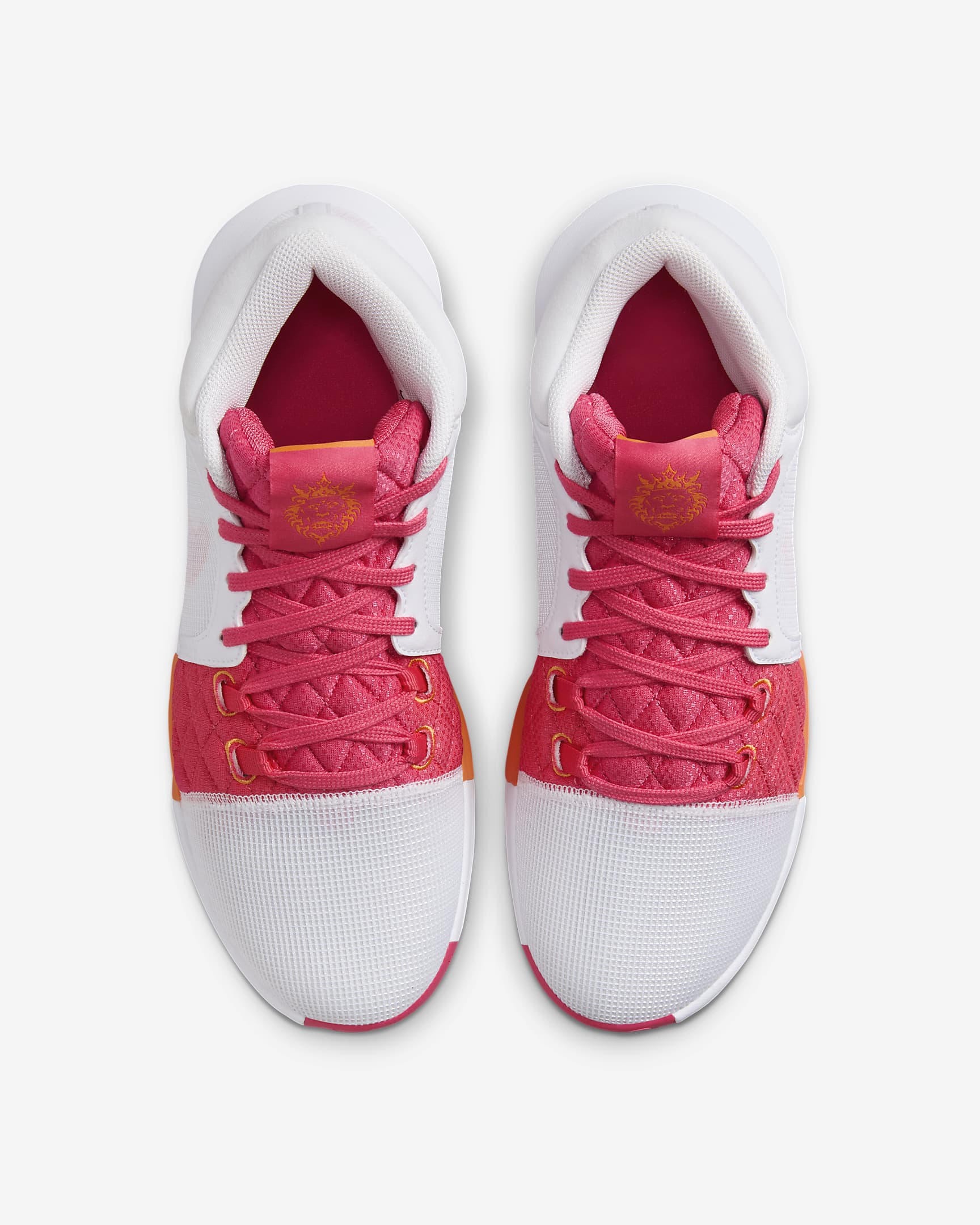 LeBron Witness 8 Basketball Shoes - White/Bright Mandarin/Aster Pink