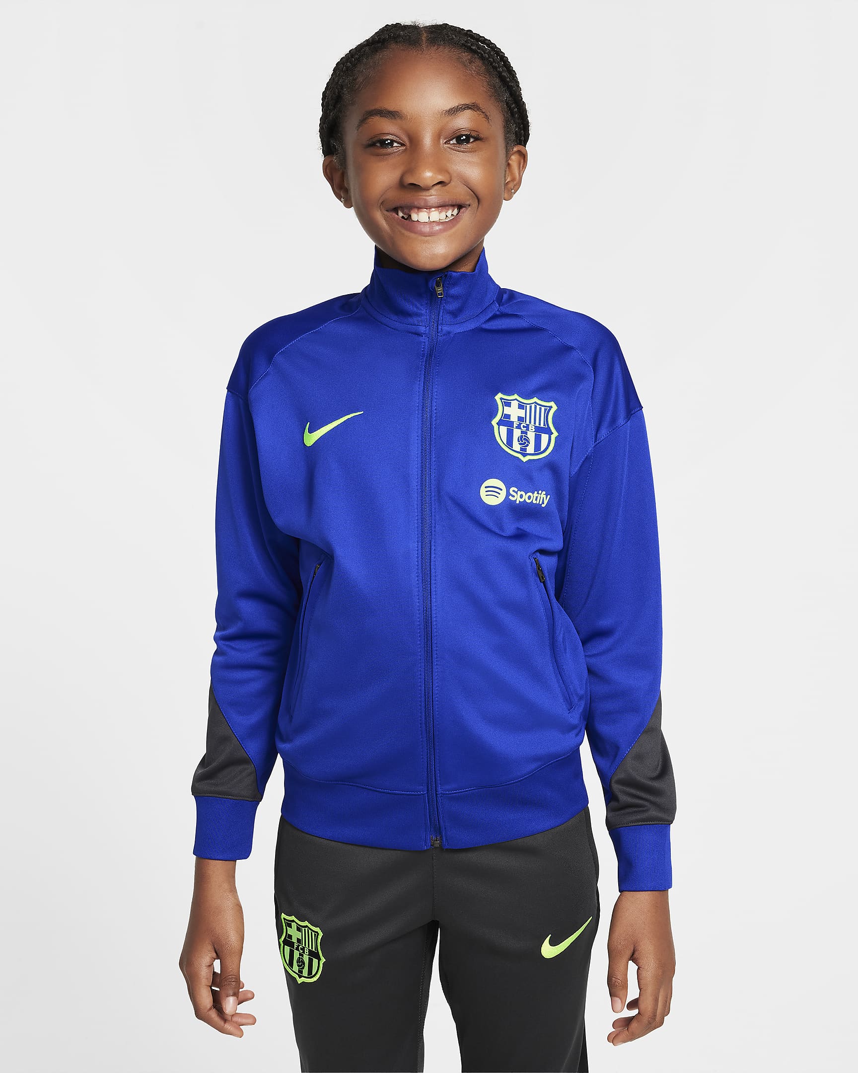 F.C. Barcelona Strike Third Older Kids' Nike Dri-FIT Football Knit Tracksuit - Old Royal/Anthracite/Anthracite/Lime Blast