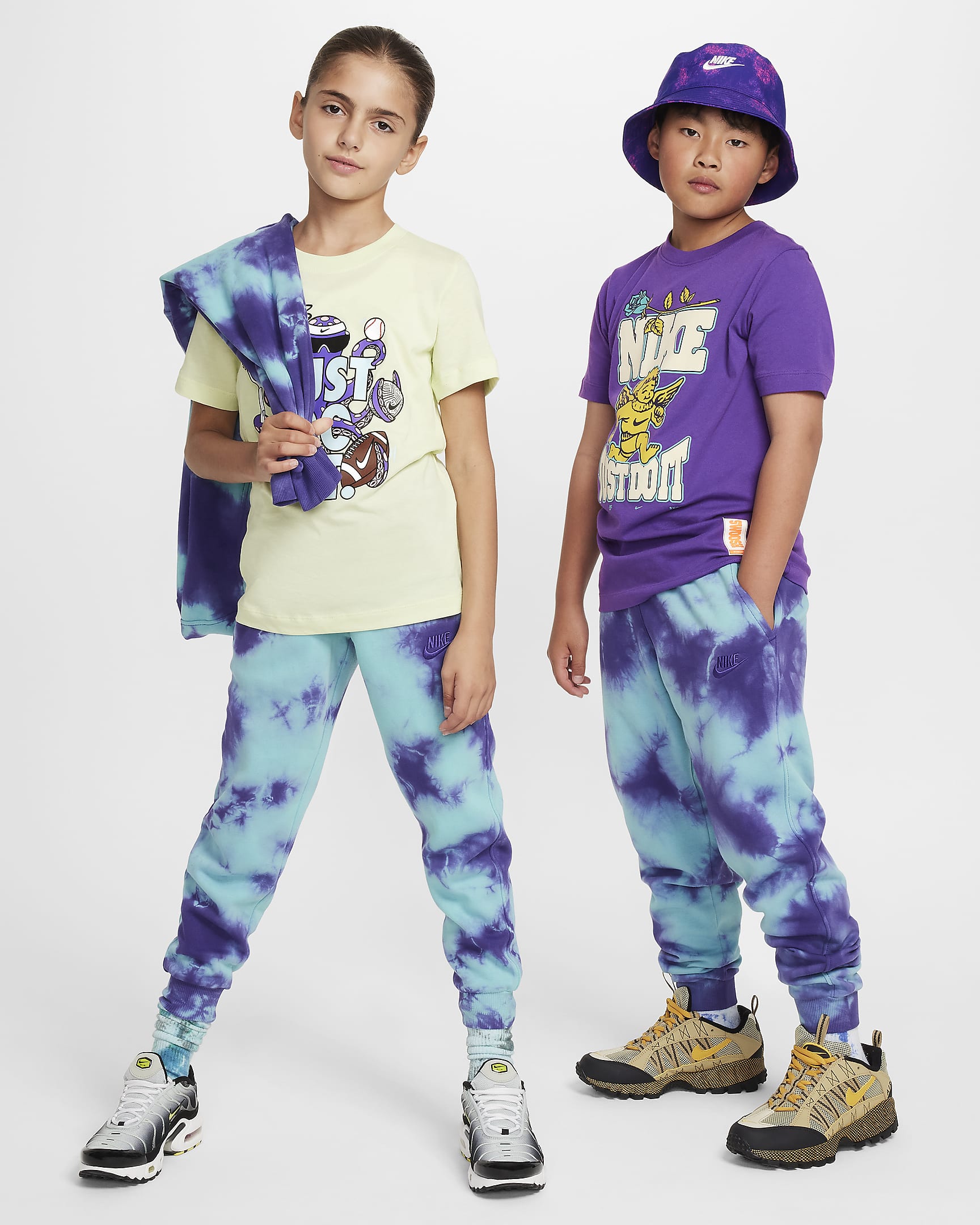 Joggers para niños talla grande Nike Sportswear Club Fleece - Escarcha verde/Morado campo/Morado campo