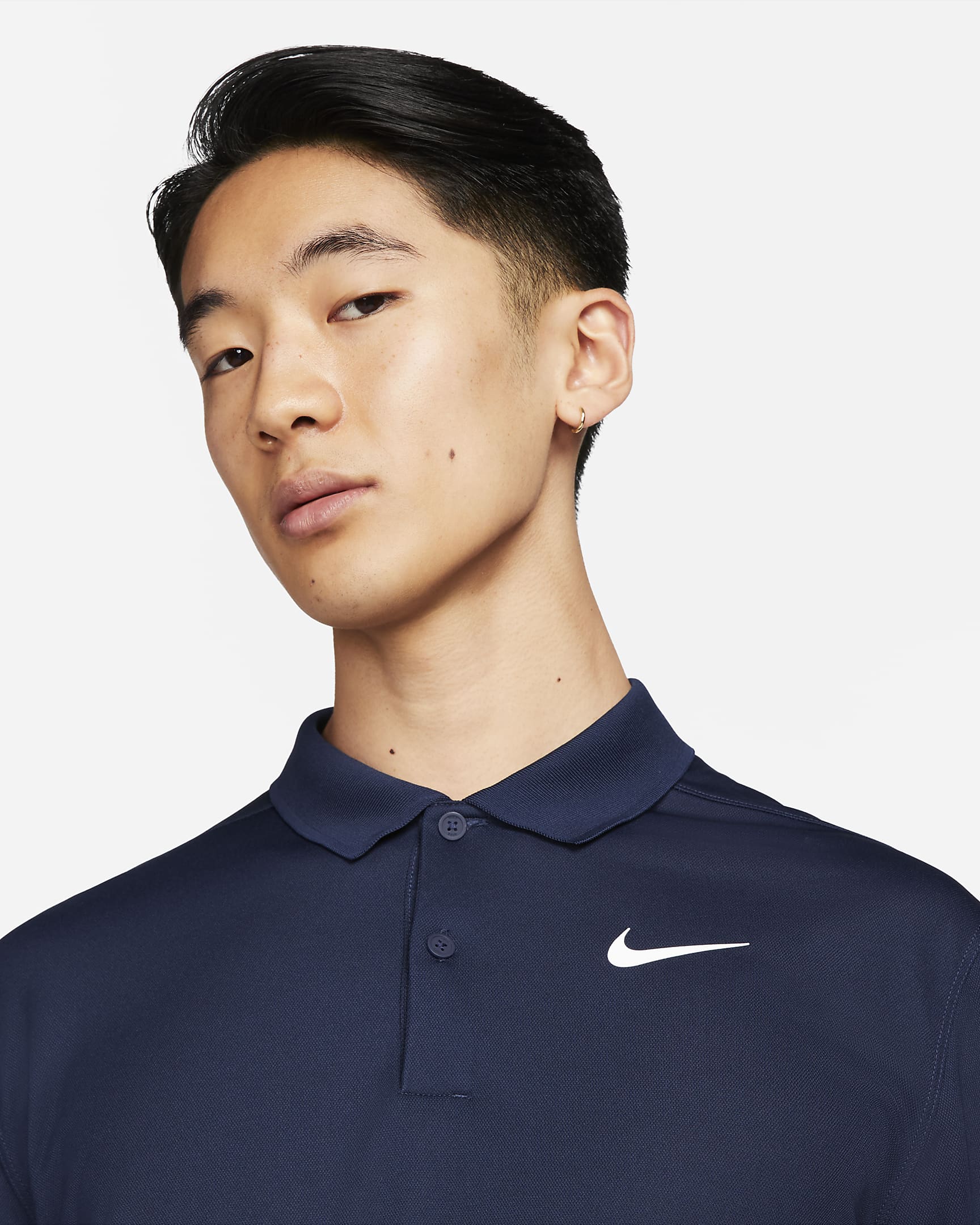 Nike Dri-FIT Victory Men's Long-Sleeve Golf Polo - College Navy/White