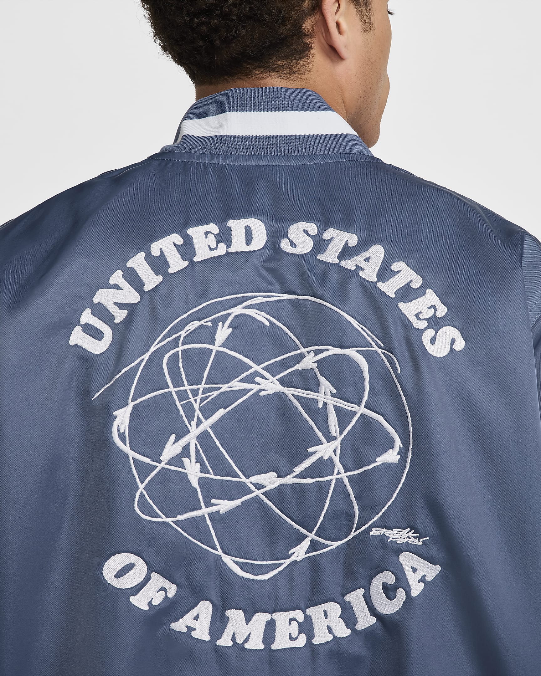 USA Dugout Men's Nike Breaking Satin Jacket - Diffused Blue/Mystic Navy