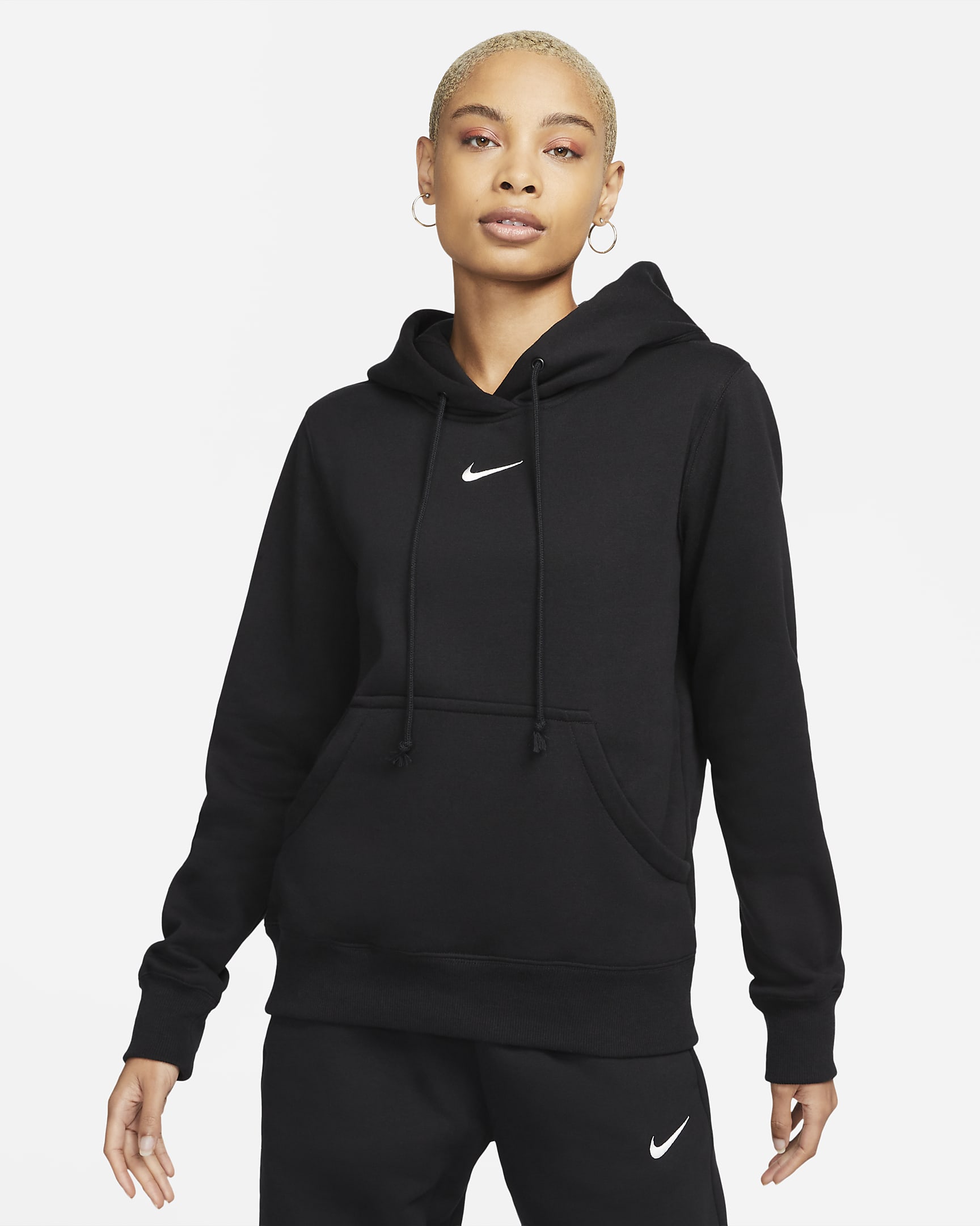 Nike Sportswear Phoenix Fleece női belebújós, kapucnis pulóver - Fekete/Sail