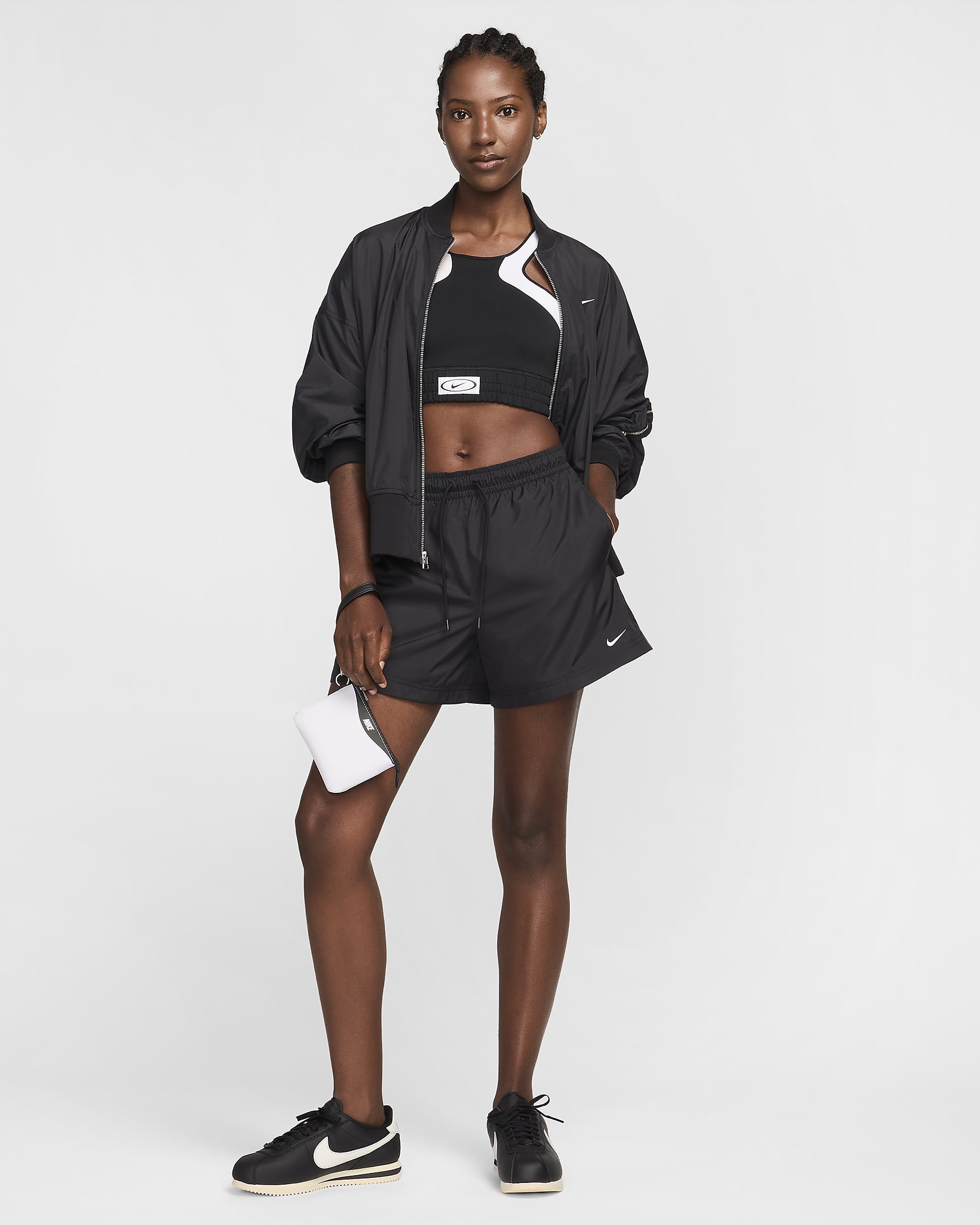 Shorts a vita media Nike Sportswear Classic Wovens – Donna - Nero/Bianco