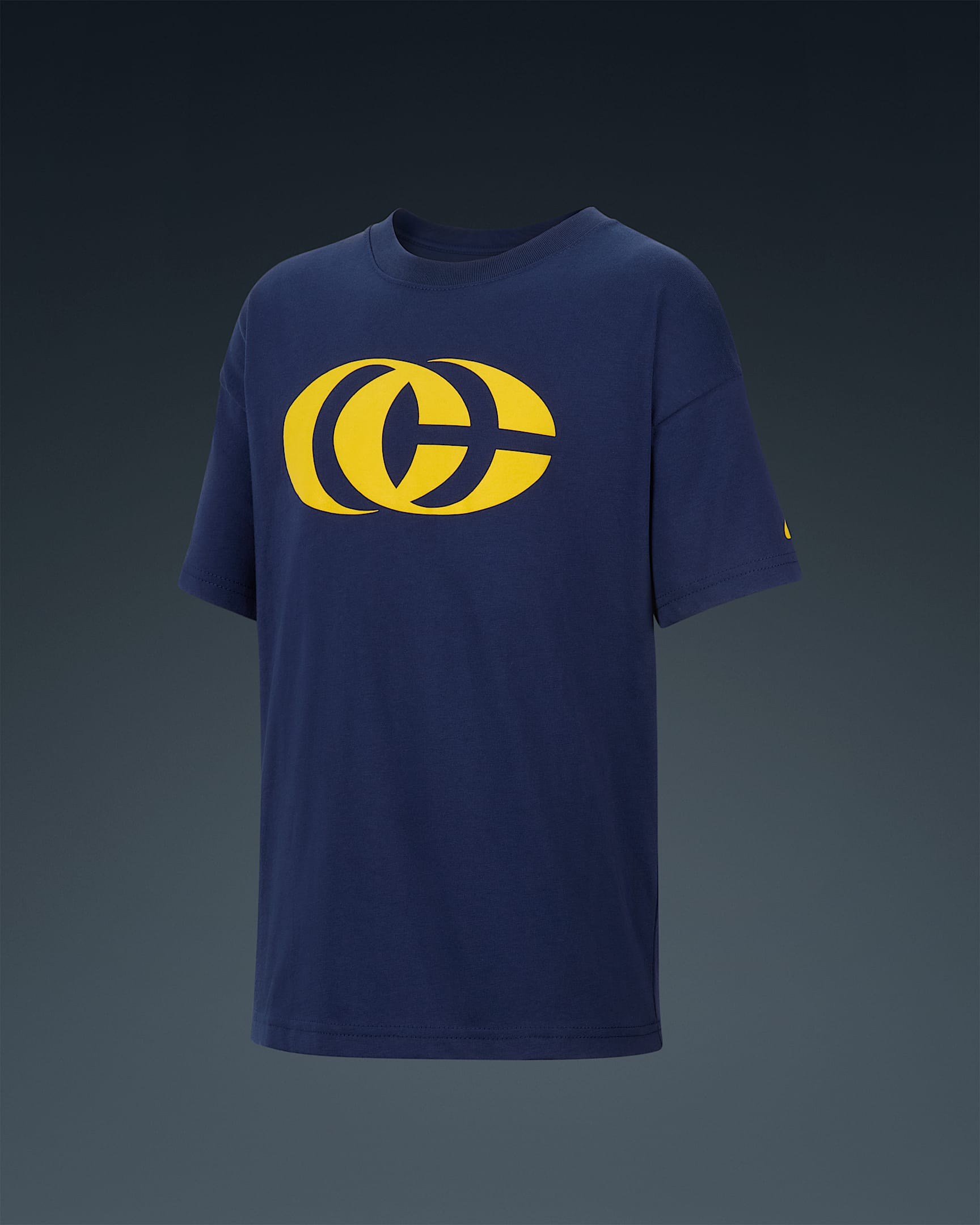 Playera de básquetbol Nike Max90 para niños Caitlin Clark - Azul marino medianoche/Amarillo