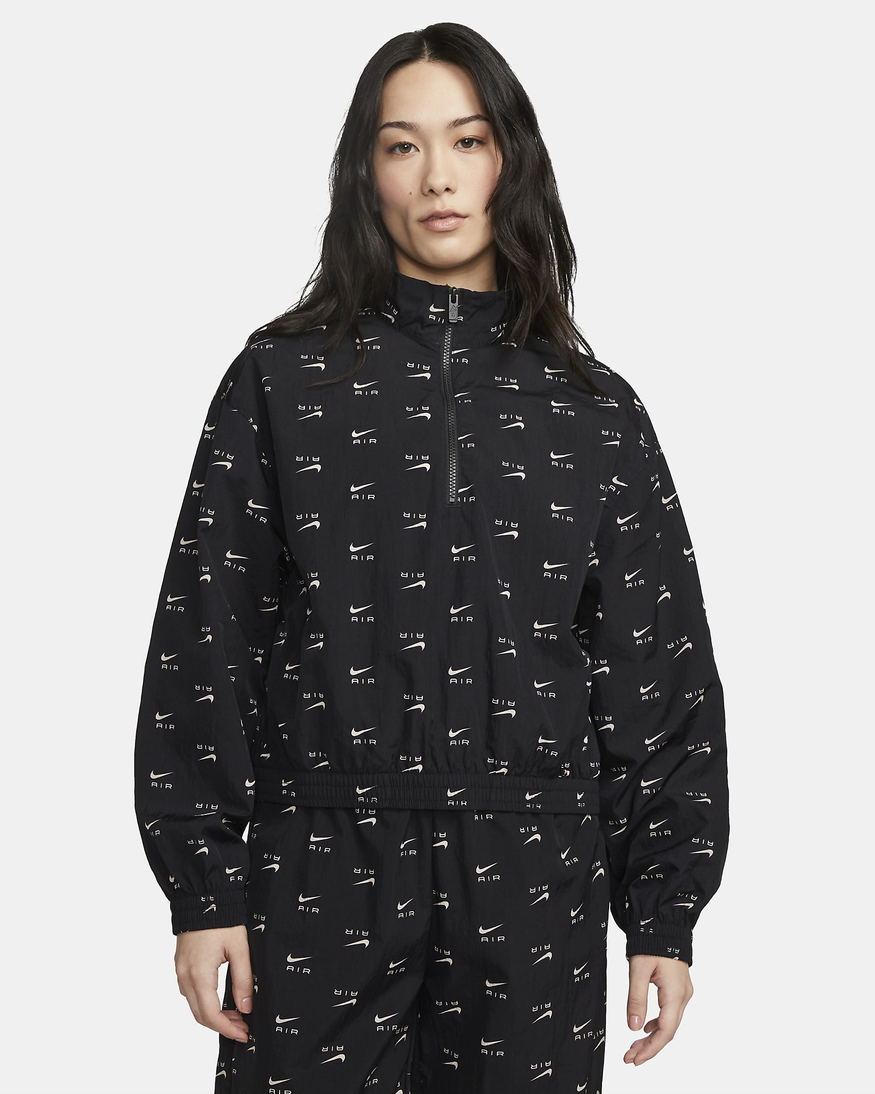 Nike Air Women's 1/4-Zip Mod Crop Woven Top - Black