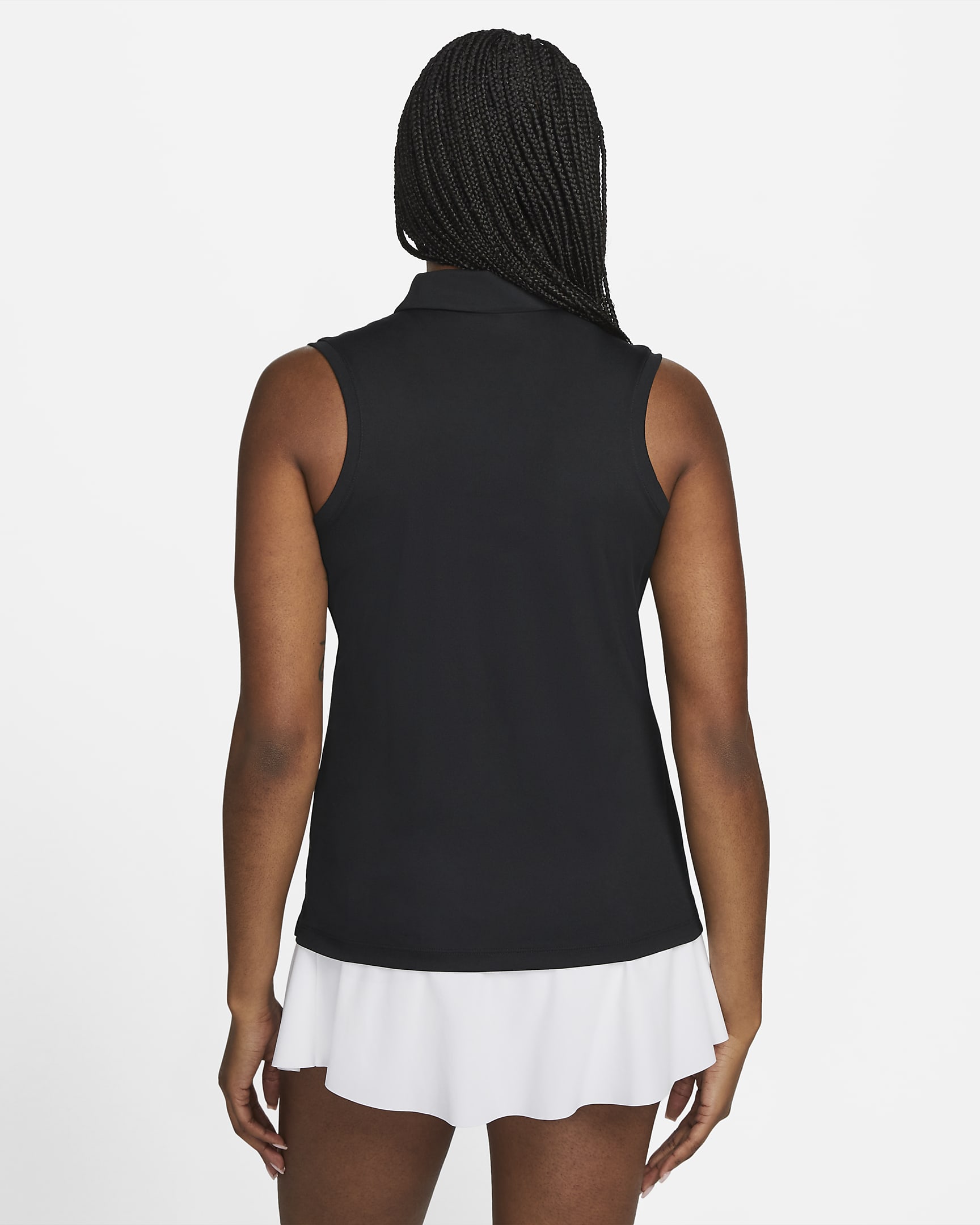 Polo de golfe sem mangas Nike Dri-FIT Victory para mulher - Preto/Branco