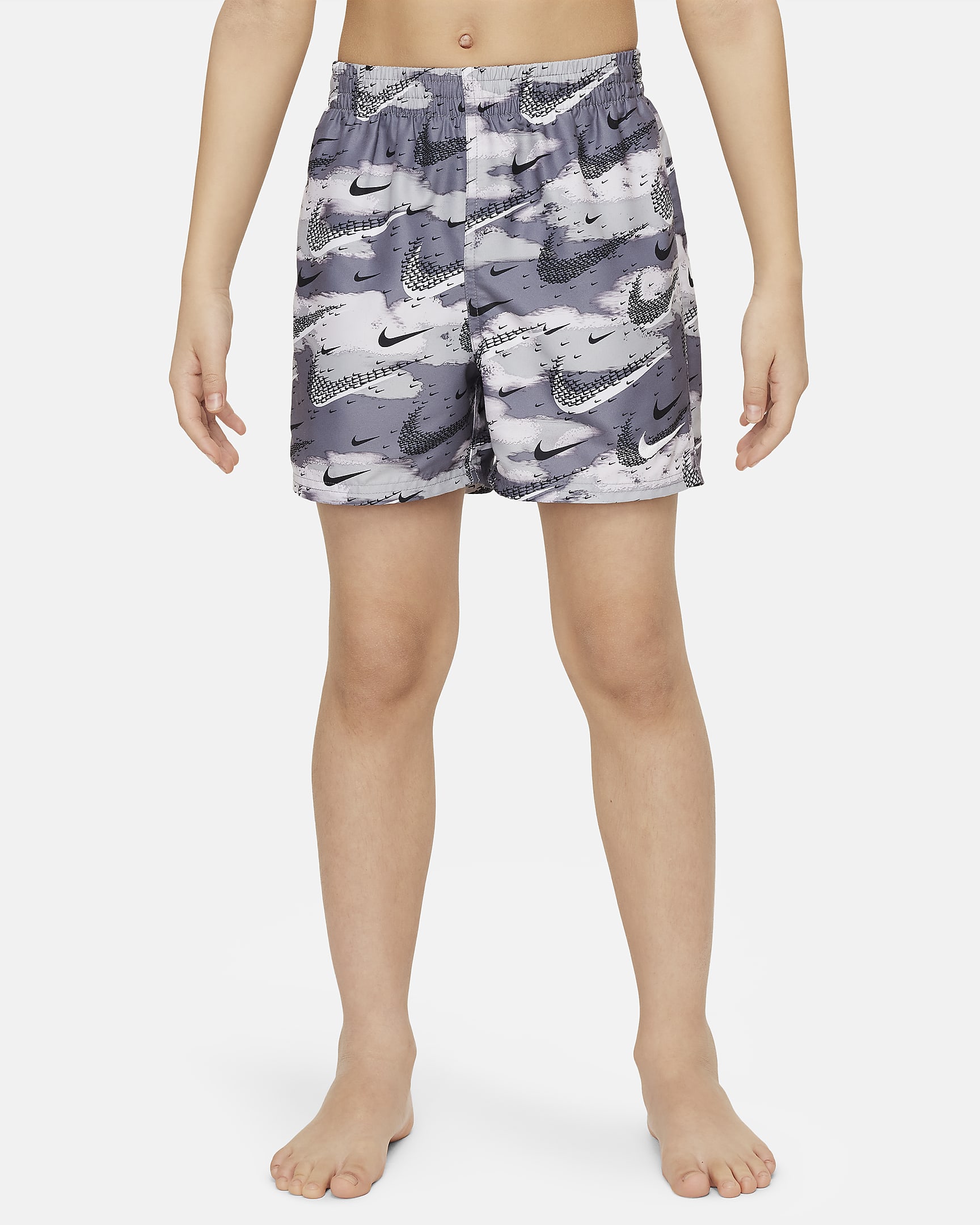 Nike Swim Flock Big Kids' (Boys') 4" Volley Shorts - Smoke Grey