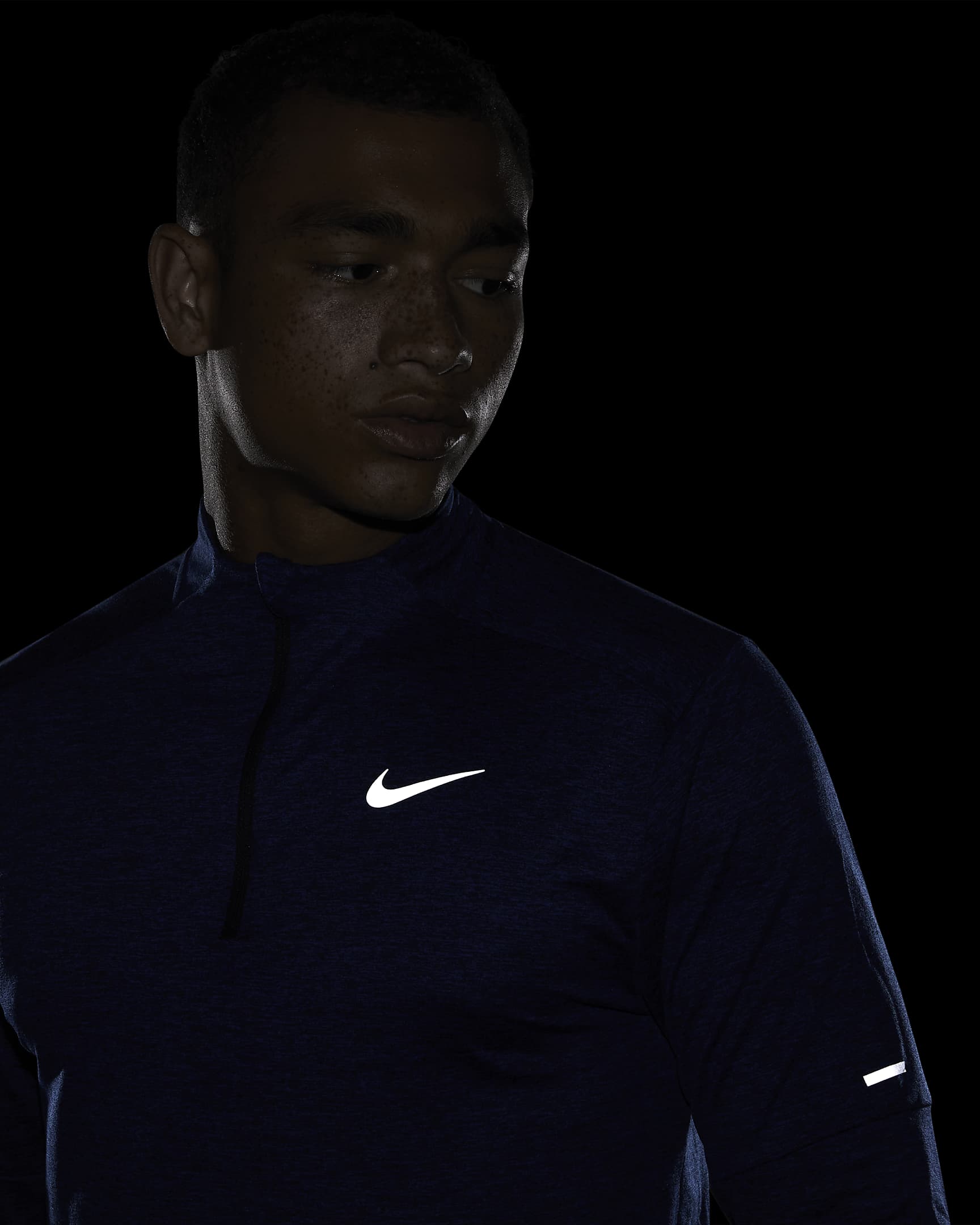 Nike Element Men's Dri-FIT 1/2-Zip Running Top - Obsidian/Game Royal/Heather