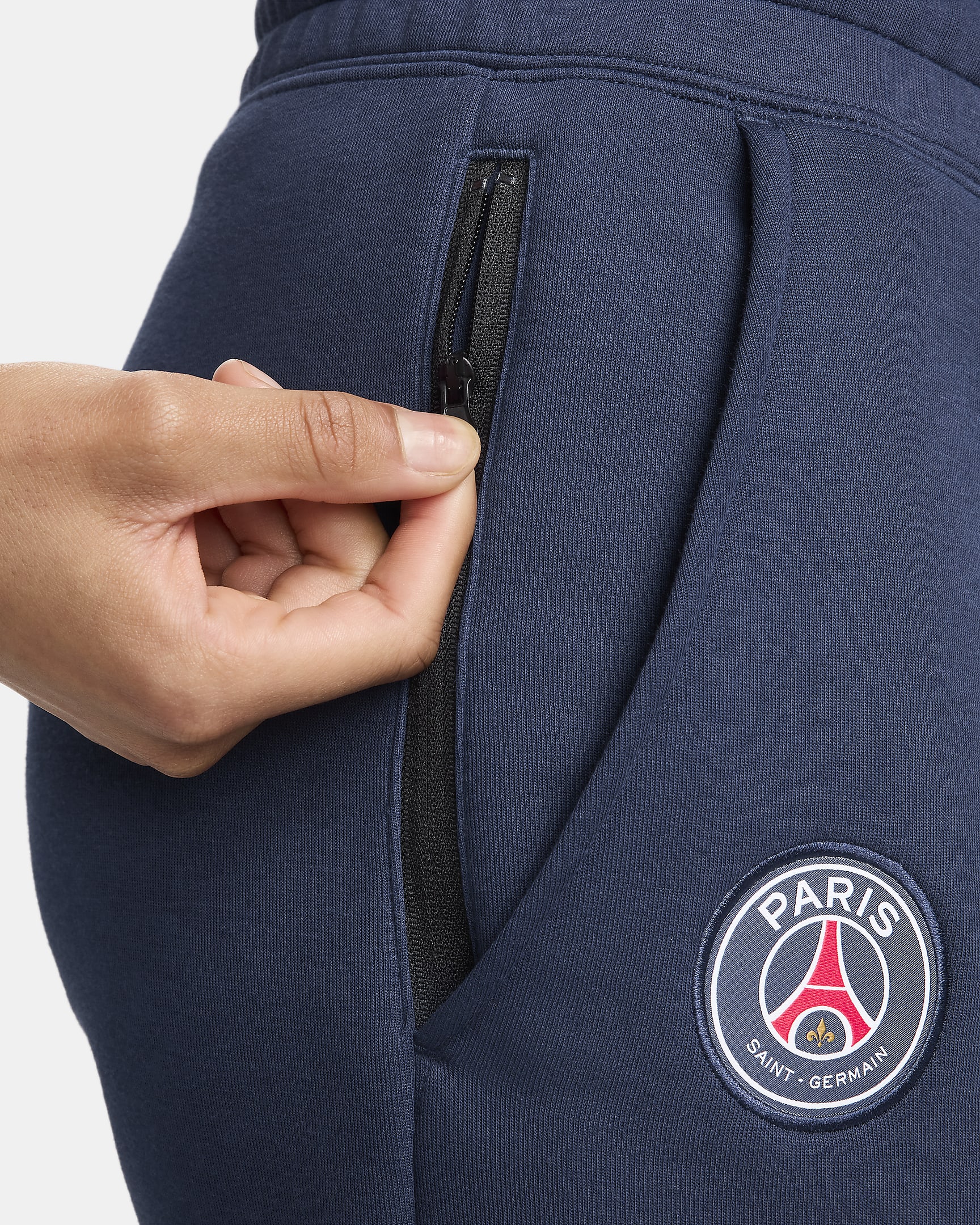 Pantalon de jogging taille mi-haute Nike Football Paris Saint-Germain Tech Fleece pour femme - Midnight Navy/Blanc