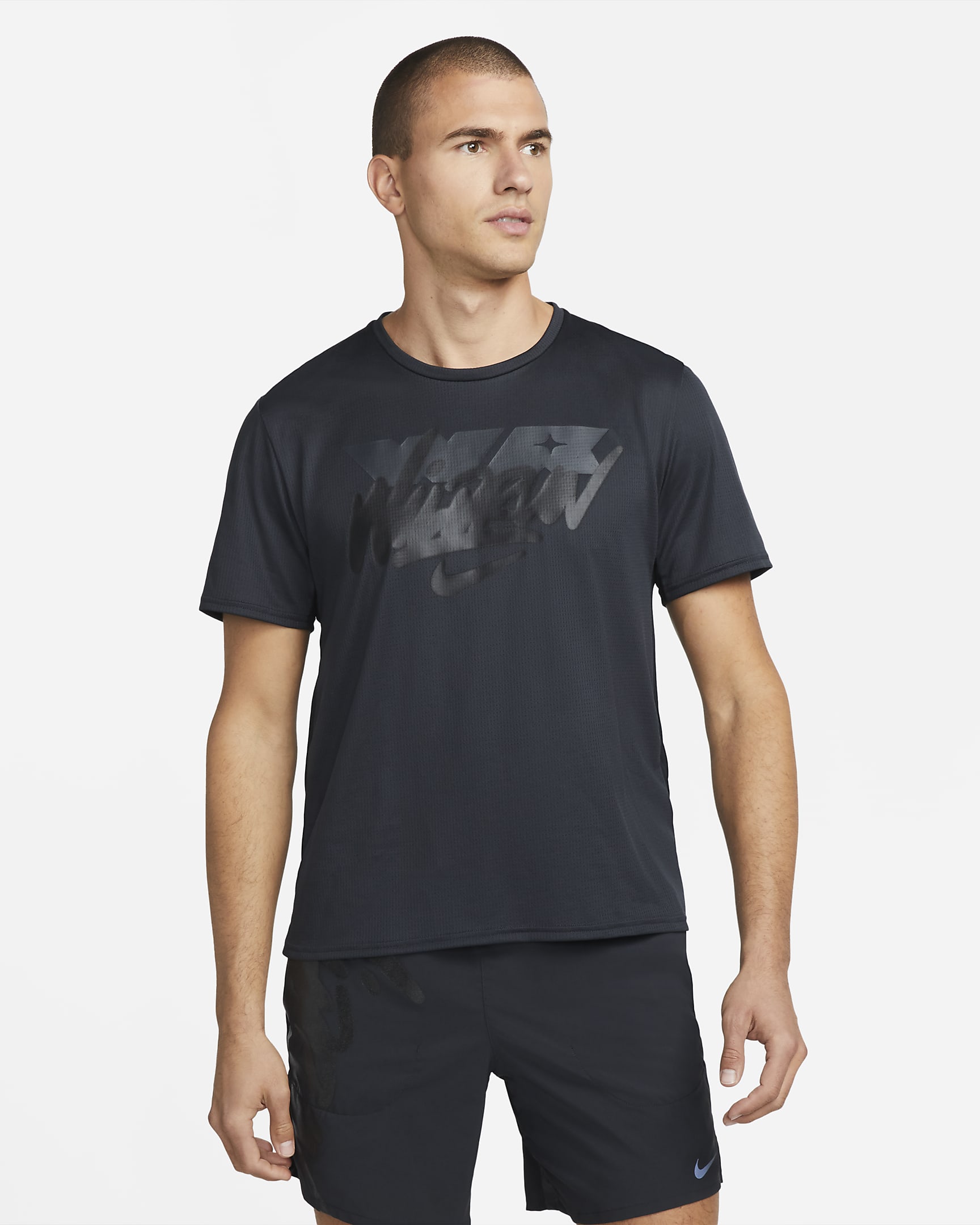 Playera de running de manga corta para hombre Nike Dri-FIT Wild Run Rise 365 - Sombrío apagado/Negro