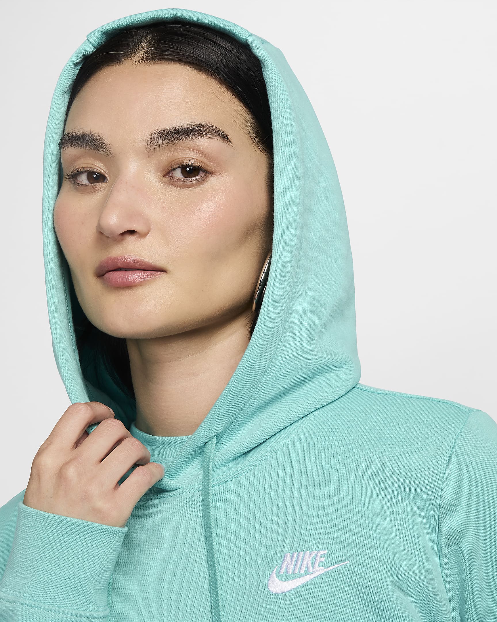 Sudadera con gorro sin cierre para mujer Nike Sportswear Club Fleece - Escarcha verde/Blanco