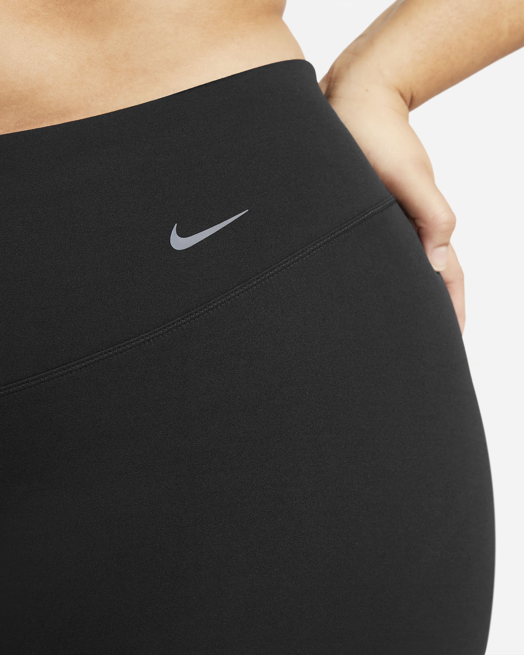 Nike Zenvy-leggings i 7/8-længde med høj talje og let støtte til kvinder (plus size) - sort/sort