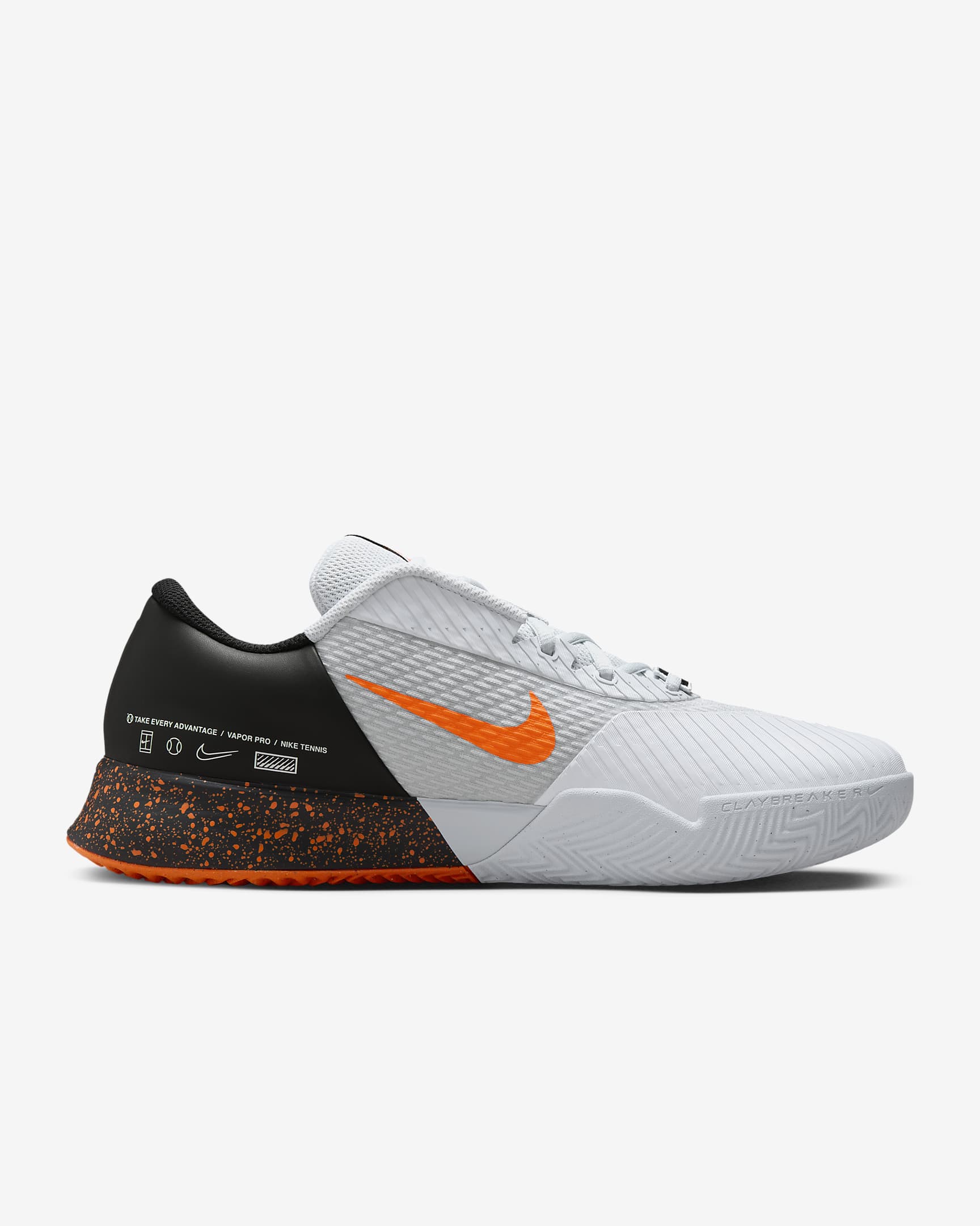 Męskie buty do tenisa na korty ziemne NikeCourt Vapor Pro 2 Premium - Pure Platinum/Hyper Crimson/Biel/Czerń