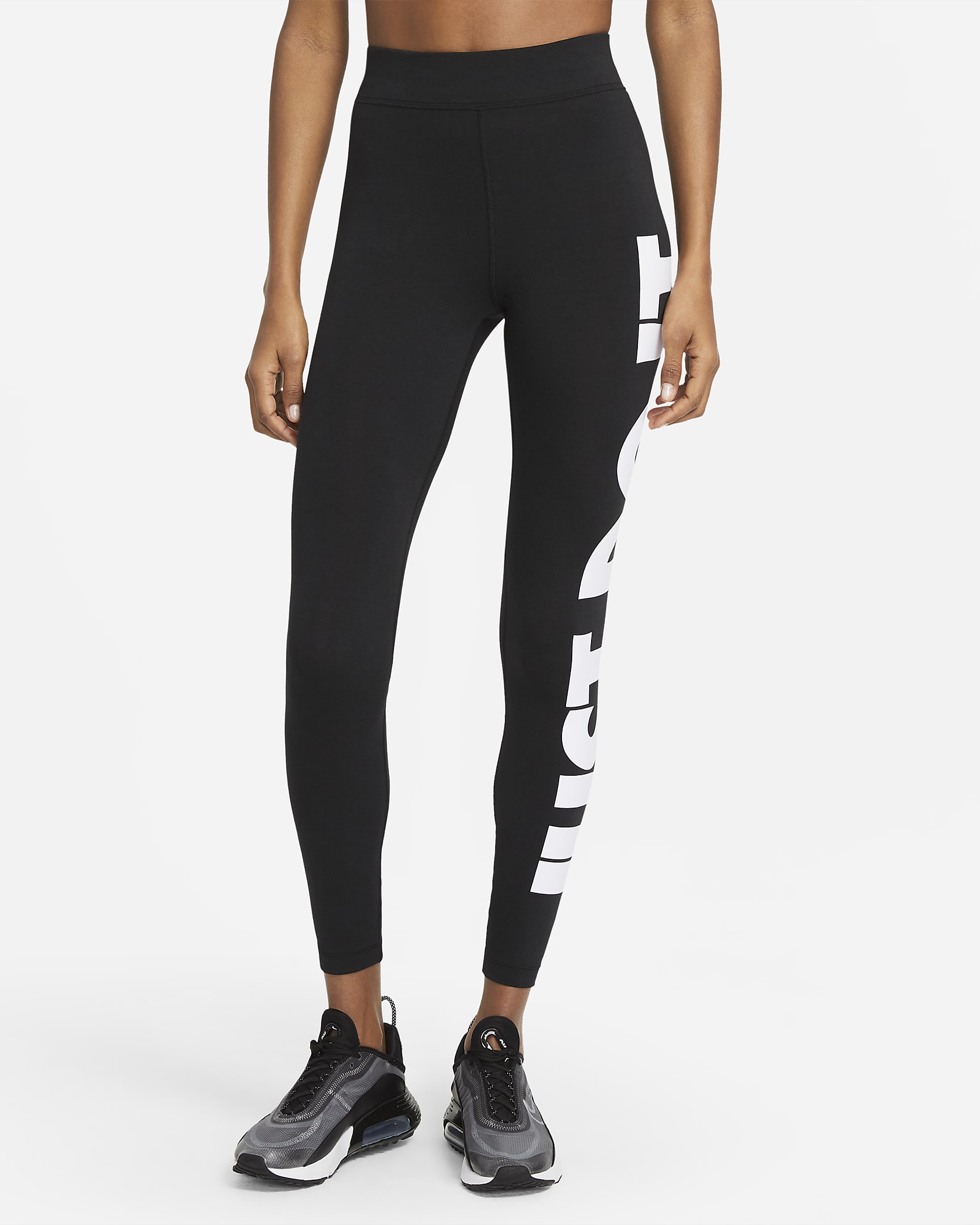 Nike Sportswear Essential magas derekú, mintás női leggings - Fekete/Fehér