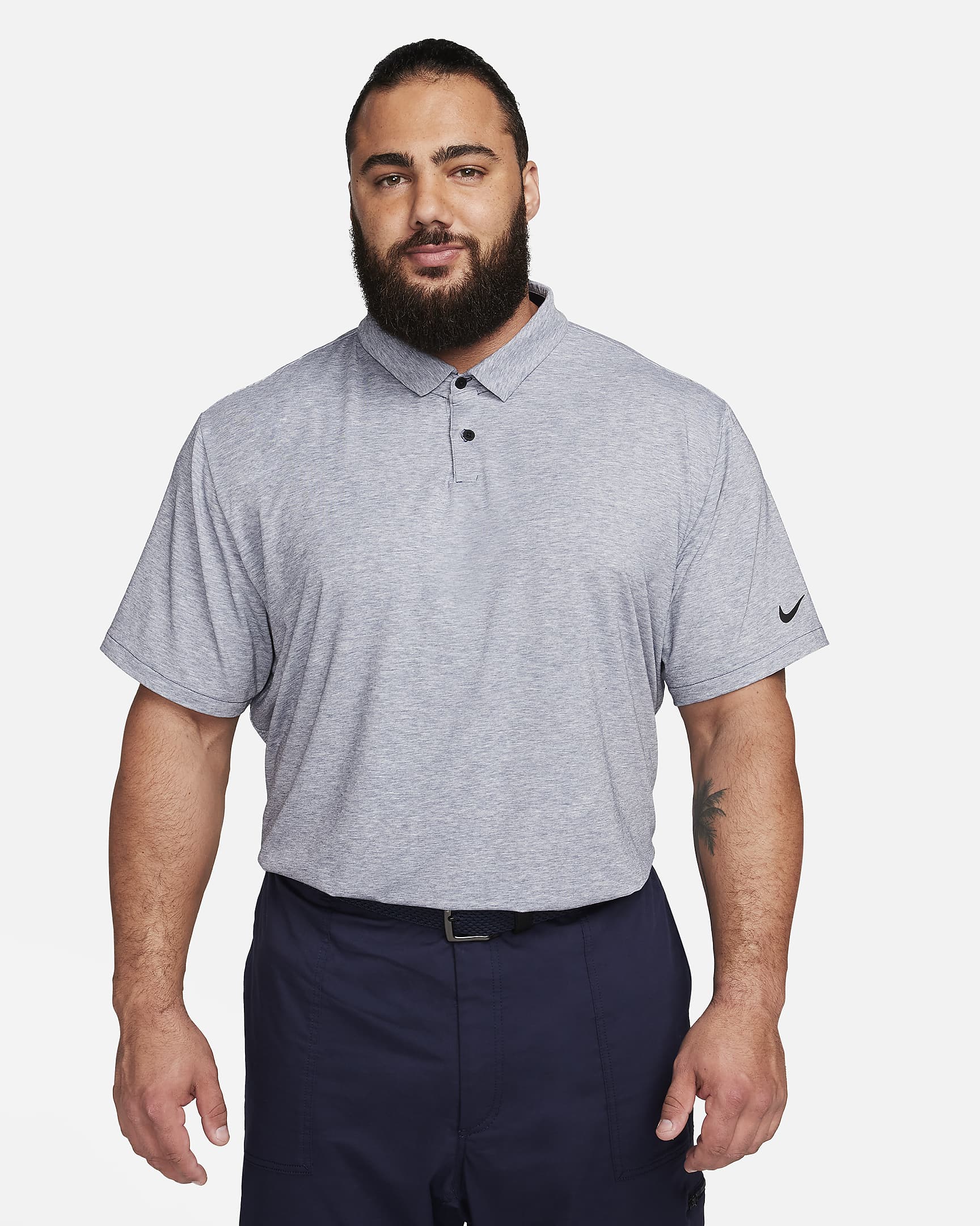 Nike Dri-FIT Tour Men's Heathered Golf Polo - Midnight Navy/Black