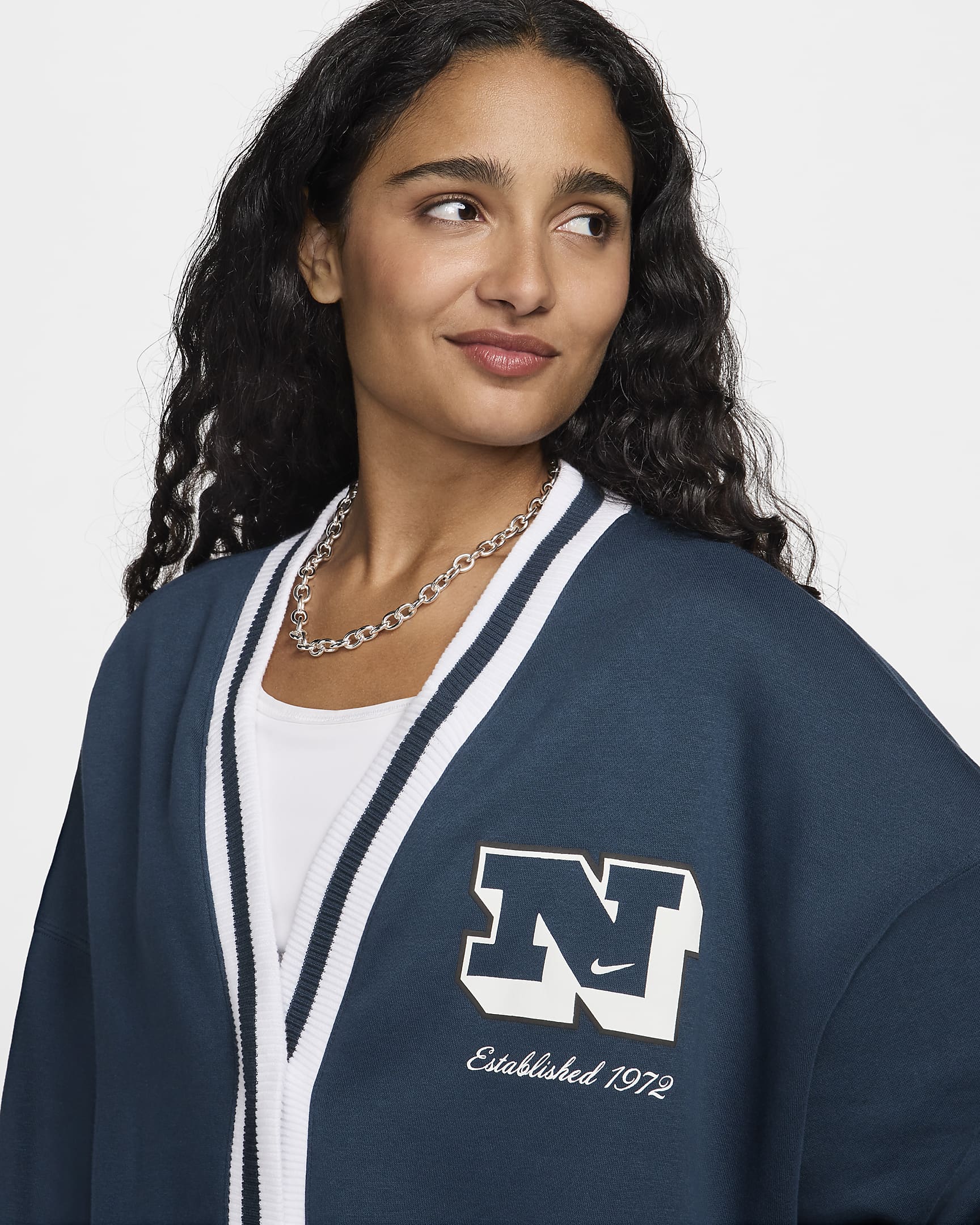 Nike Sportswear Phoenix Fleece Women's Over-Oversized Cardigan - Armory Navy/White/Armory Navy