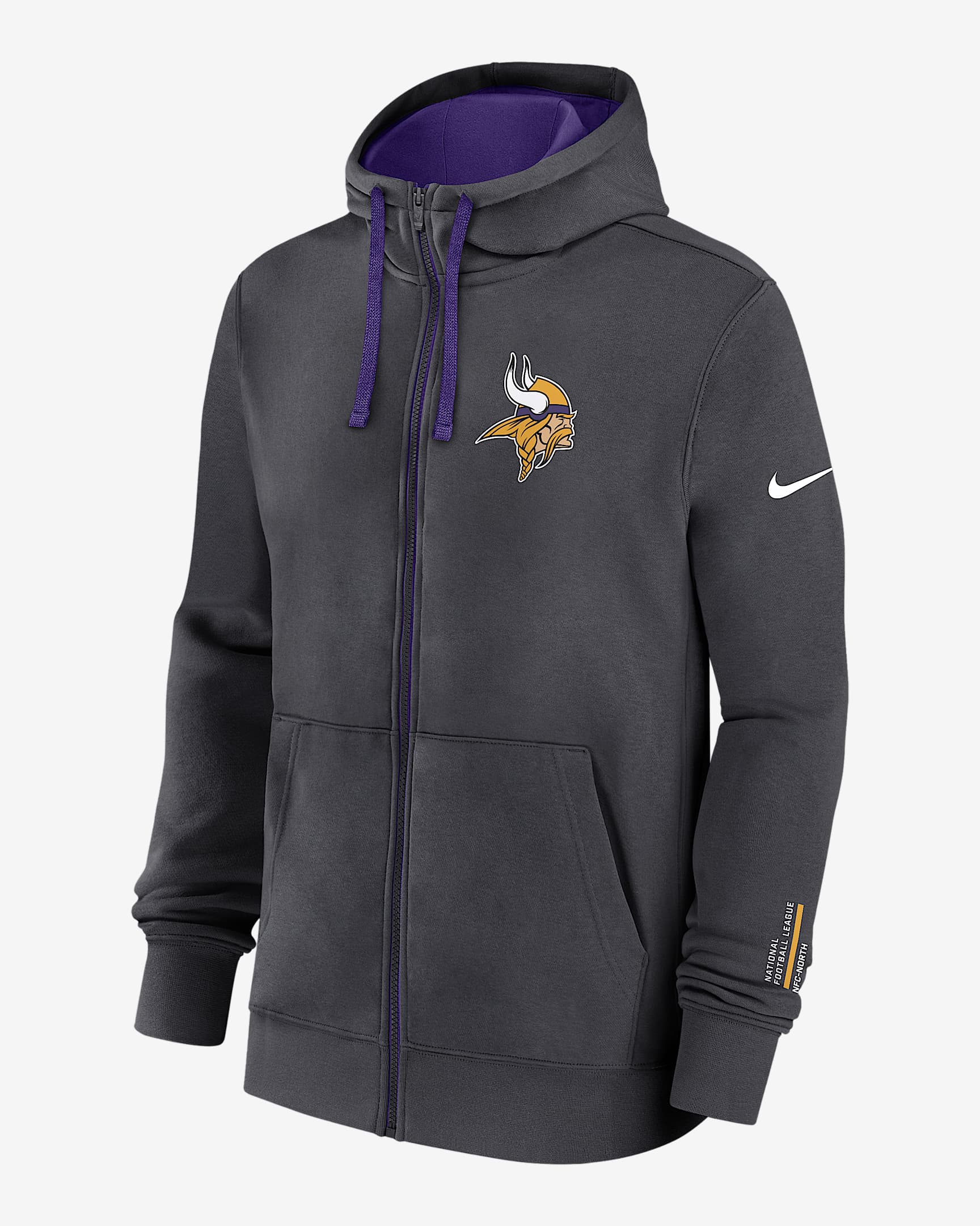 Minnesota Vikings Playbook Page Club Men's Nike NFL Full-Zip Hoodie - Anthracite