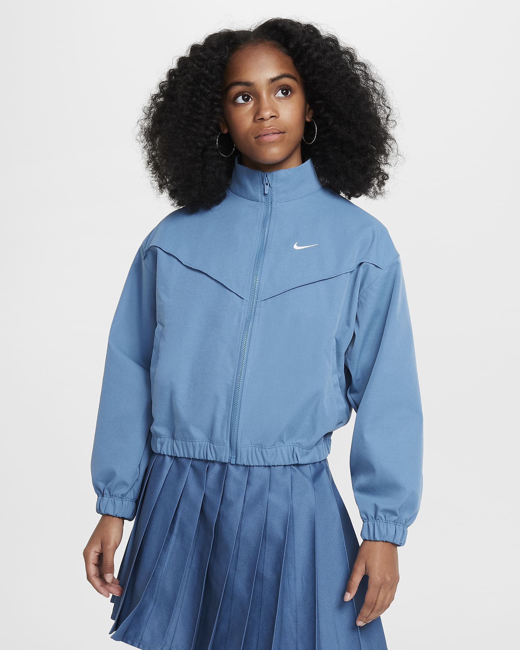 Nike Sportswear Girls' Oversized Lightweight Jacket - Aegean Storm/White