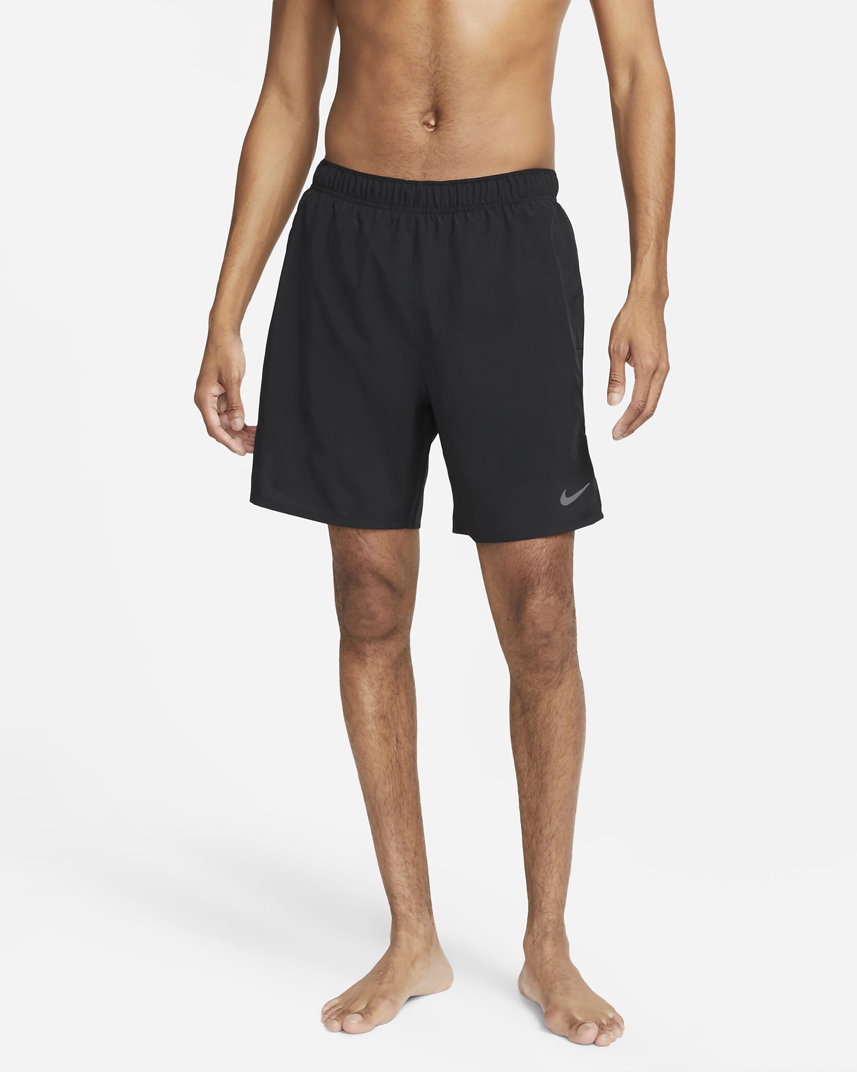 Short de running 2-en-1 18 cm Dri-FIT Nike Challenger pour homme - Noir/Noir/Noir