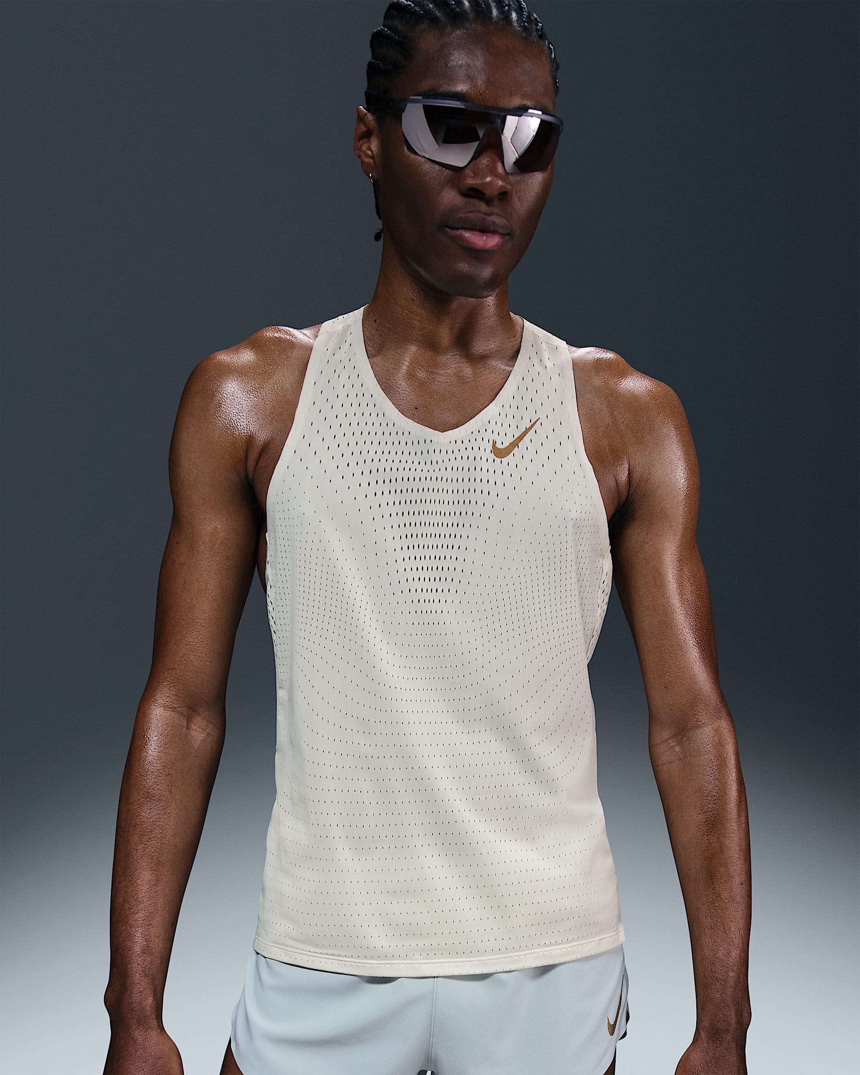Nike AeroSwift x Jakob Dri-FIT-ADV-Lauf-Singlet (Herren) - Sail/Metallic Gold