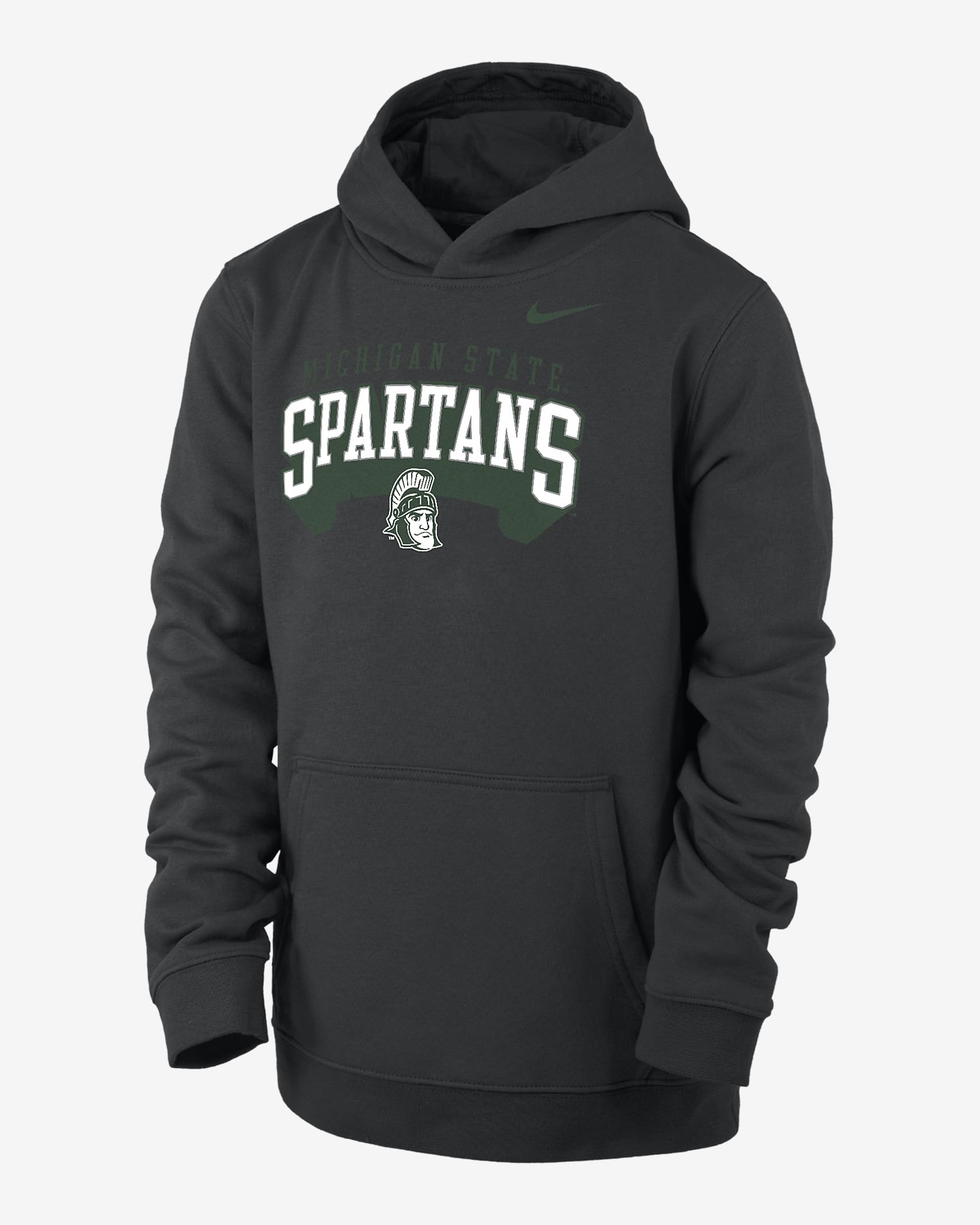 Michigan State Club Fleece Big Kids' (Boys') Nike College Pullover Hoodie - Black