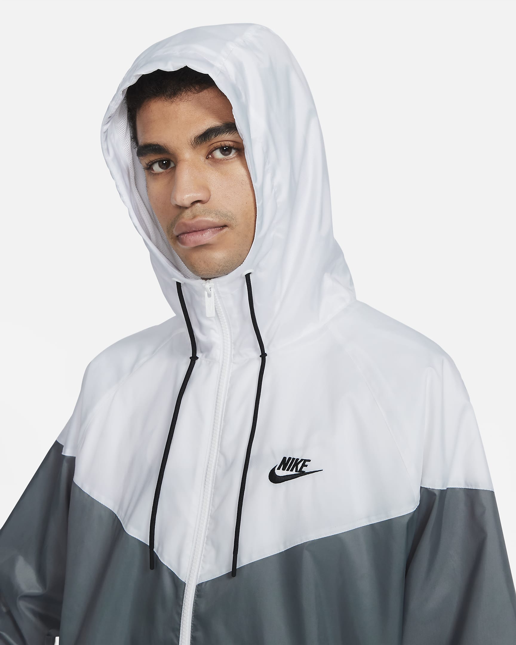 Huvjacka Nike Sportswear Windrunner för män - Smoke Grey/Vit/Smoke Grey/Svart