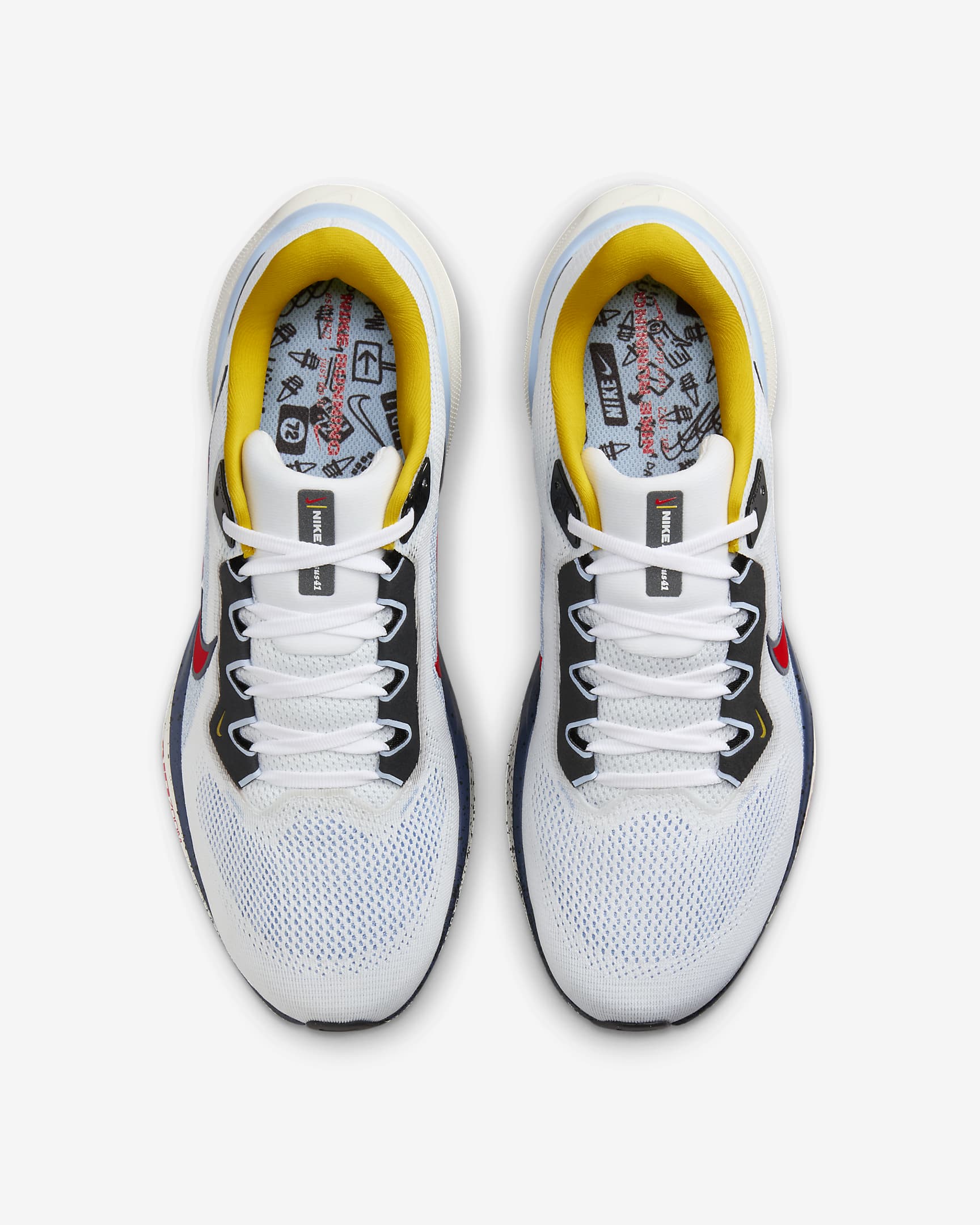 Nike Pegasus 41 Men's Road Running Shoes - White/Psychic Blue/Speed Yellow/Speed Red