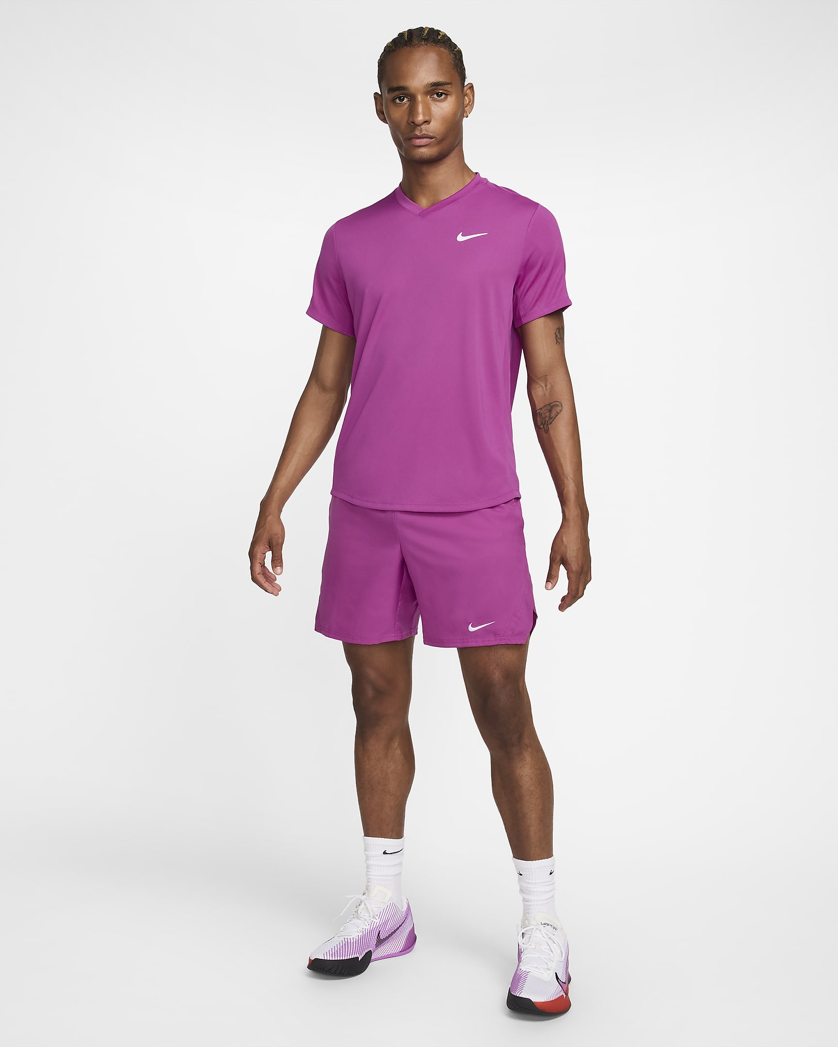 NikeCourt Dri-FIT Victory Men's Tennis Top - Hot Fuchsia/Hot Fuchsia/White