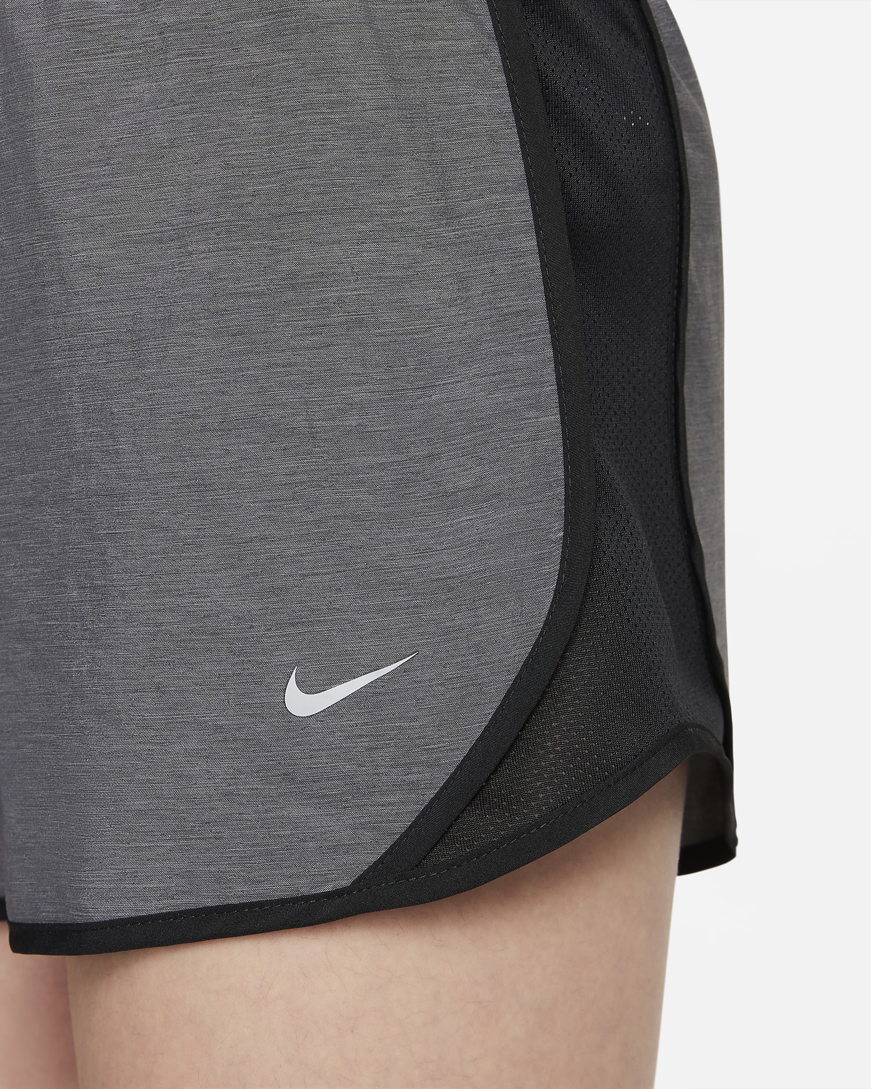 Nike Tempo Big Kids' (Girls') Dri-FIT Running Shorts - Black Heather/Heather/Black/Wolf Grey