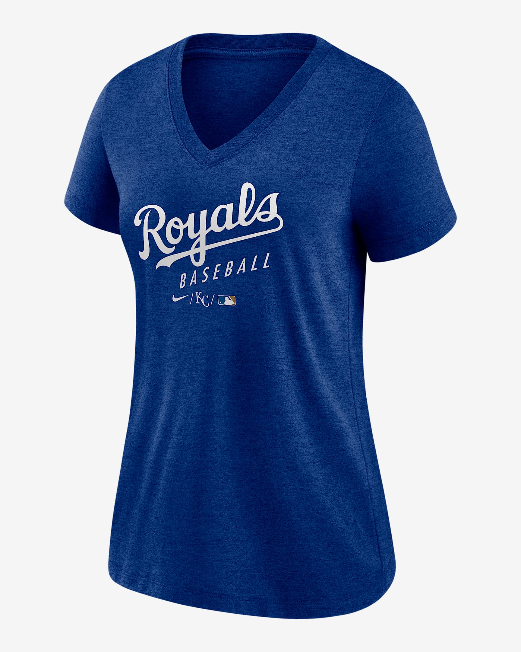 Kansas City Royals Authentic Collection Women's Nike MLB V-Neck T-Shirt - Sport Royal Heather