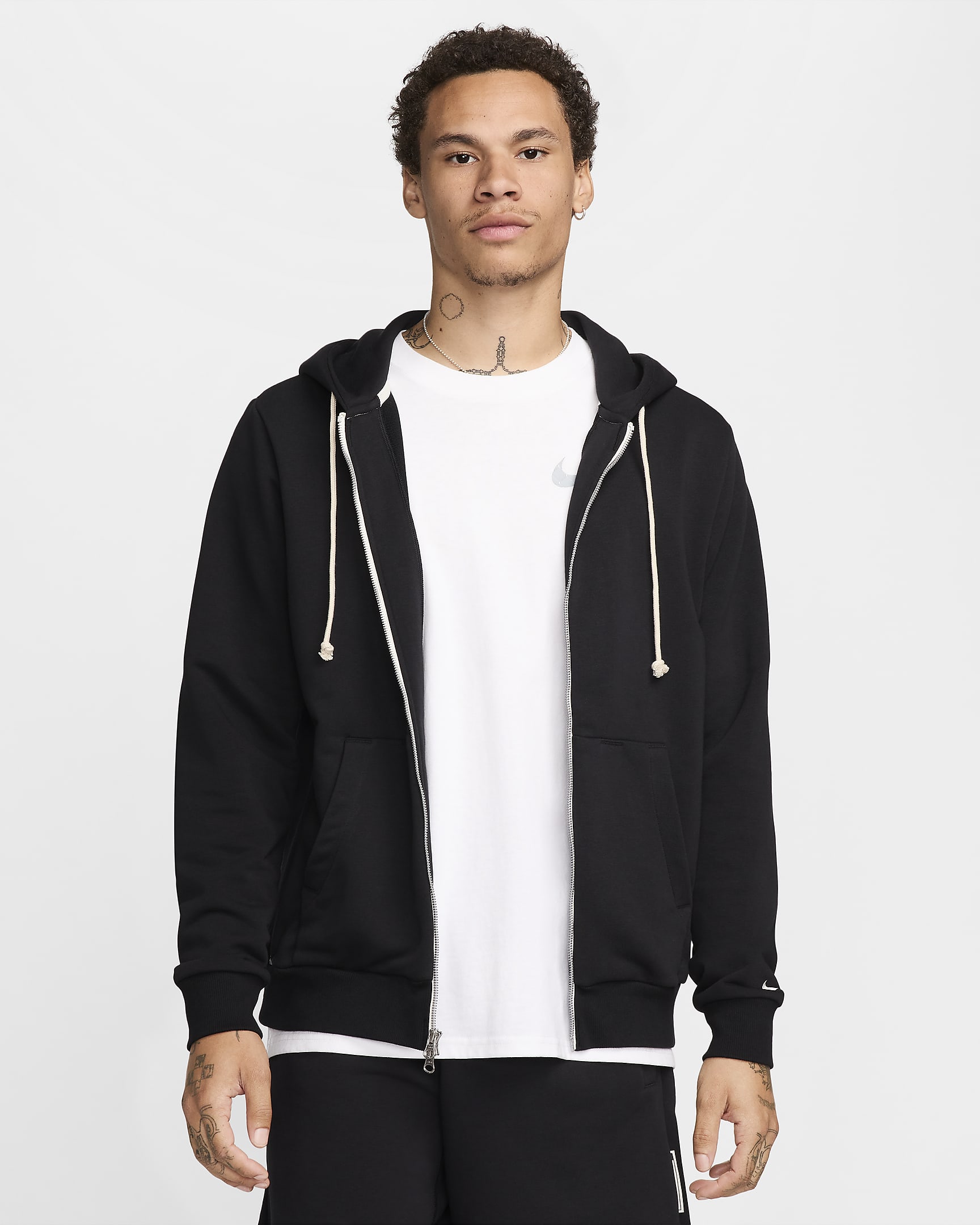 Nike Standard Issue Sudadera con capucha de baloncesto Dri-FIT con cremallera completa - Hombre - Negro/Pale Ivory