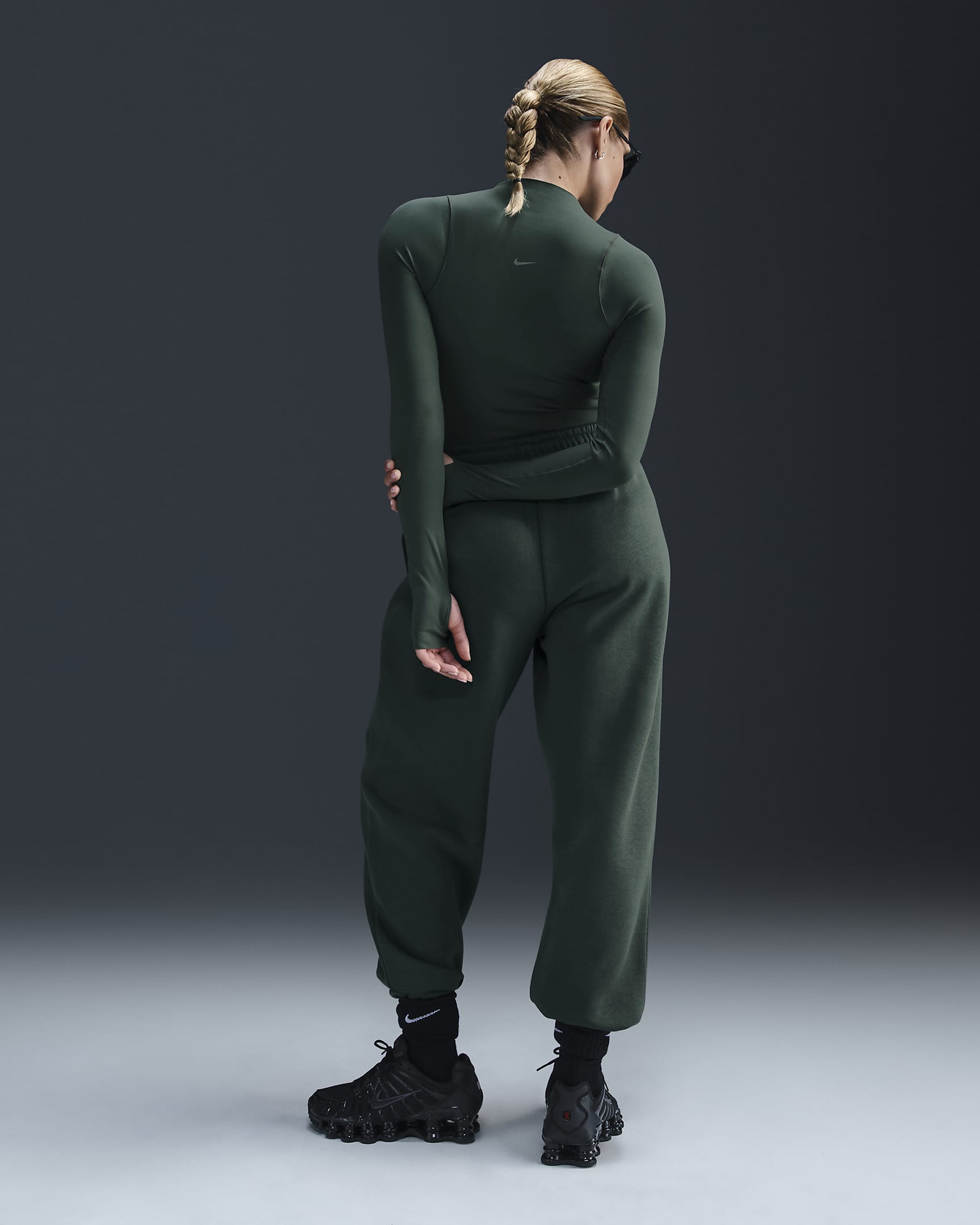 Nike Sportswear Phoenix Fleece Women's High-Waisted Oversized Tracksuit Bottoms - Vintage Green/Sail