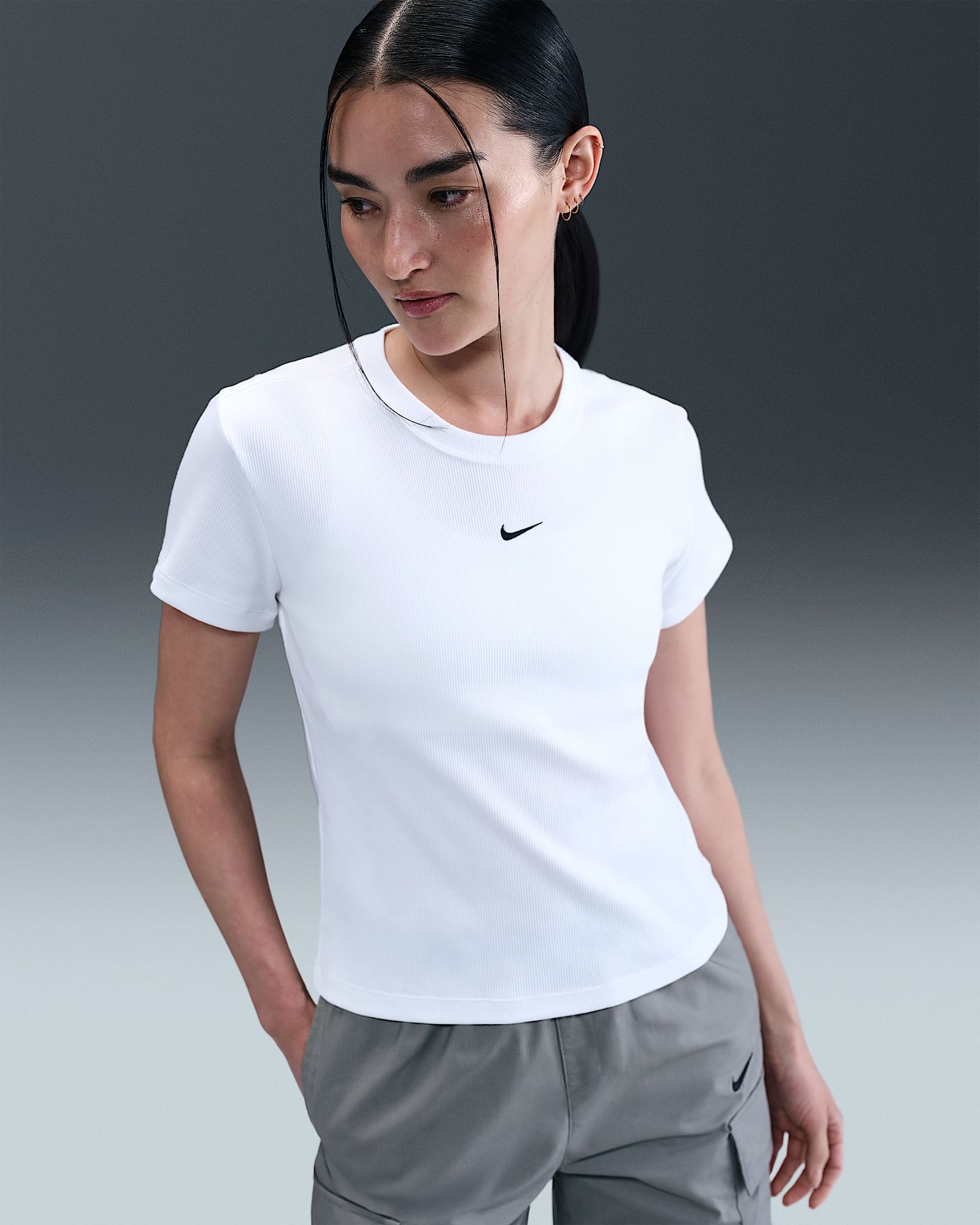 Nike Sportswear Women's Tight Ribbed Short-Sleeve T-Shirt - White
