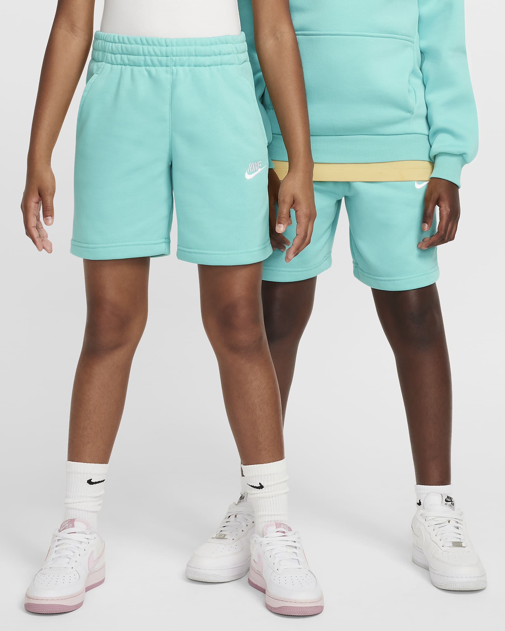 Nike Sportswear Club Fleece Big Kids' French Terry Shorts - Green Frost/White