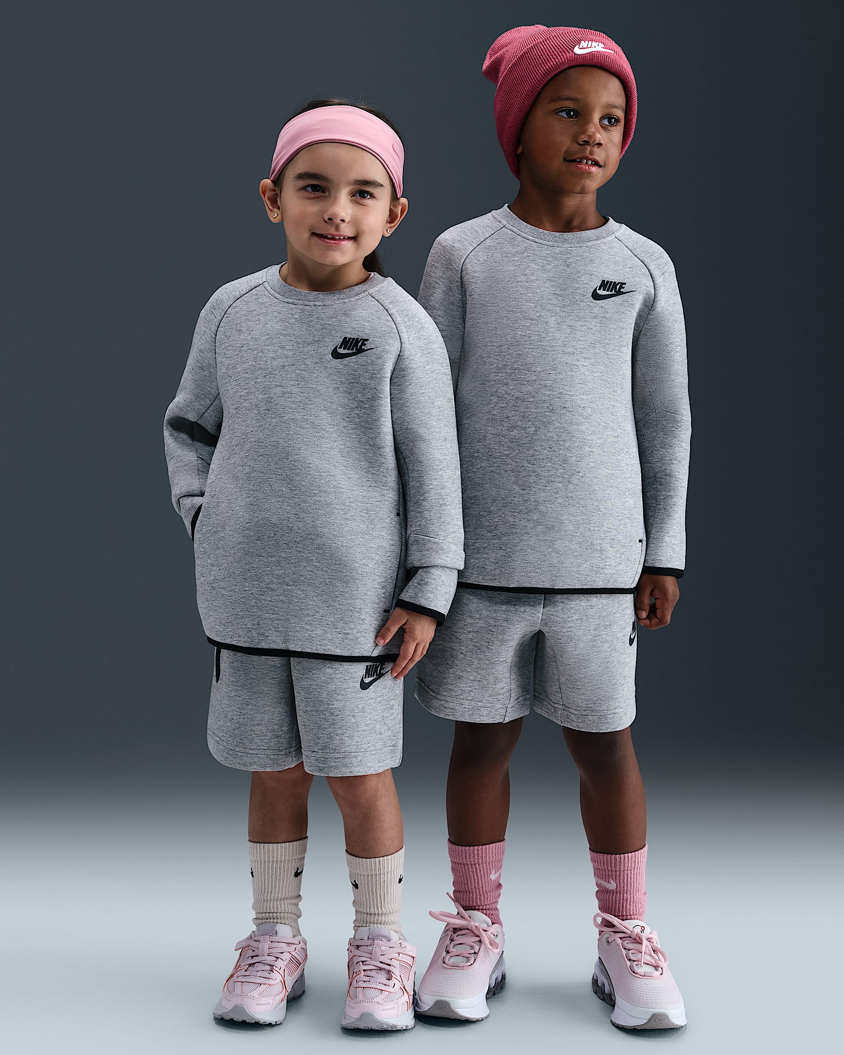 Nike Tech Fleece Little Kids' 2-Piece Shorts Set - Dark Grey Heather