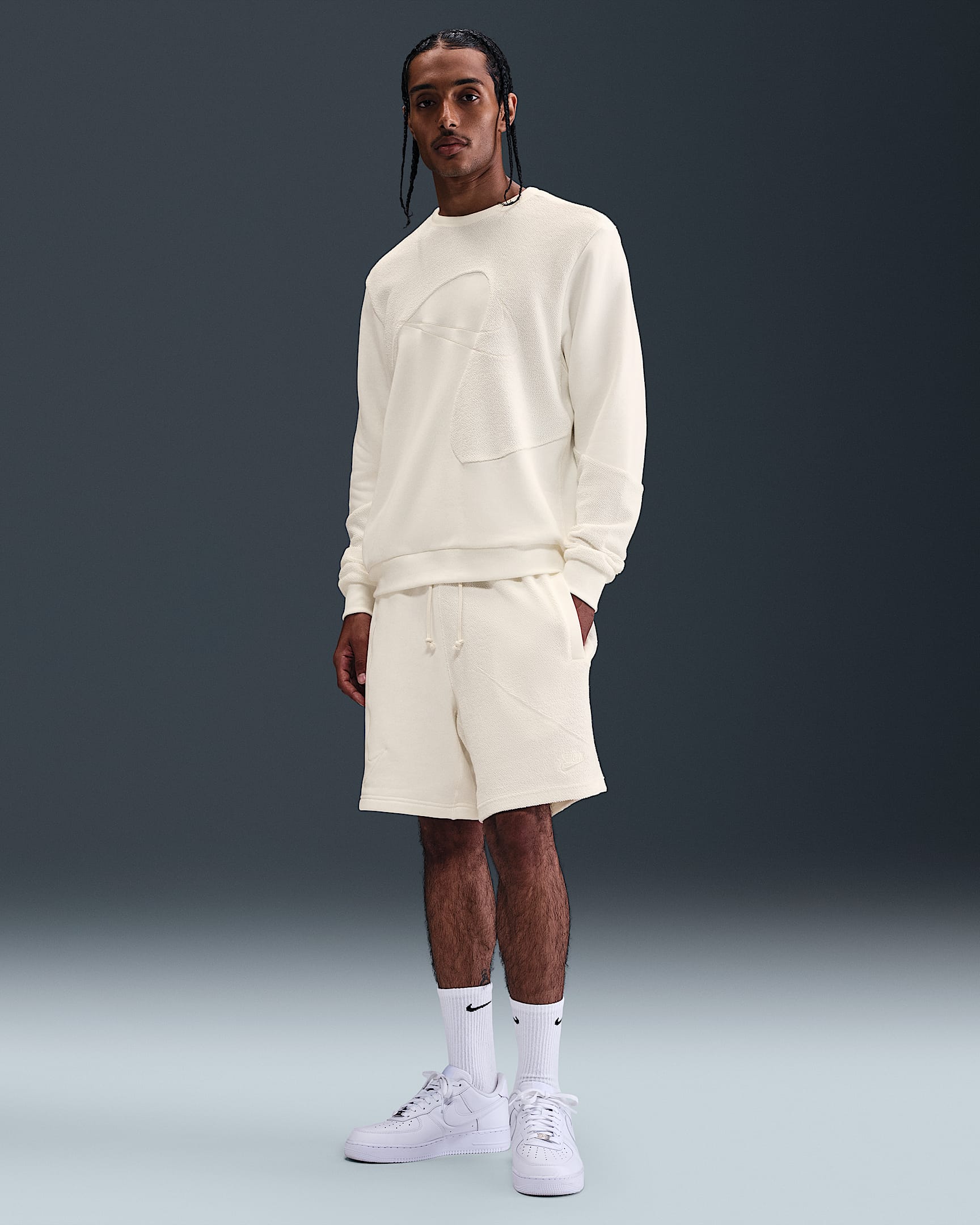 Giannis Standard Issue Men's 20.5cm (approx. Fleece Basketball Shorts - Sail/Sail/Pale Ivory