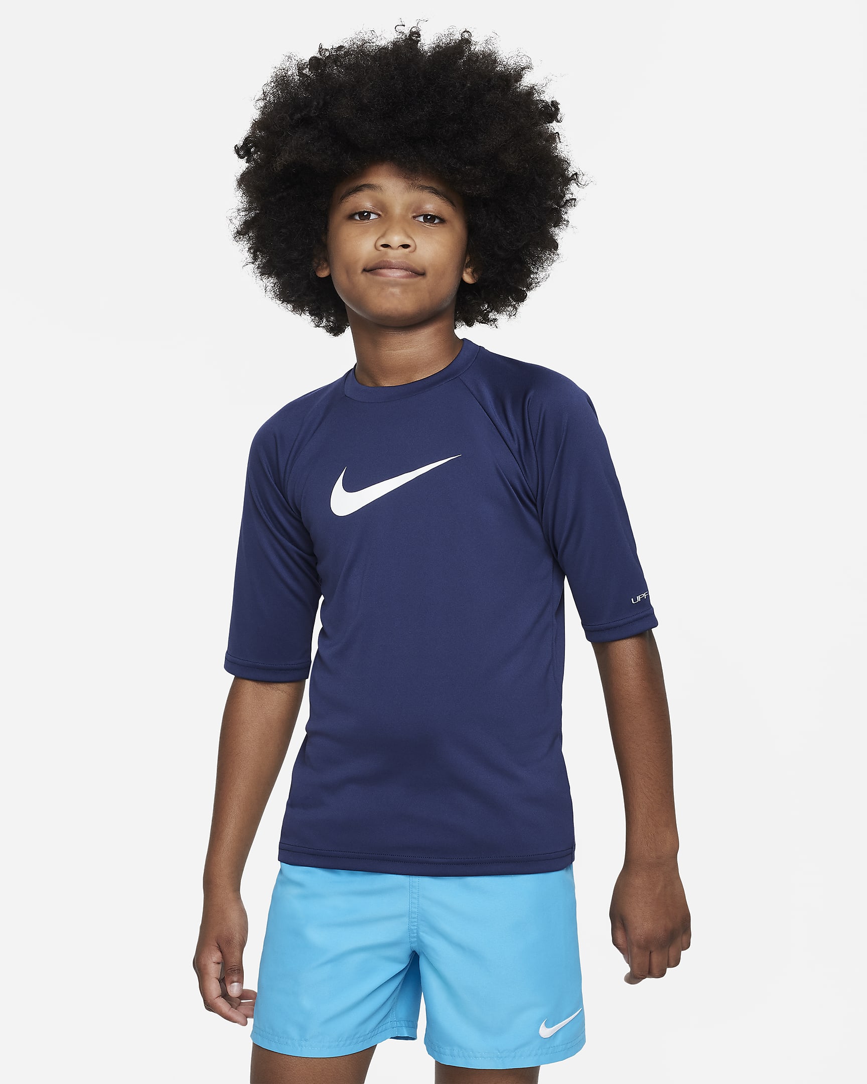 Camiseta Hydroguard de manga corta para niño talla grande Nike Dri-FIT - Azul marino medianoche